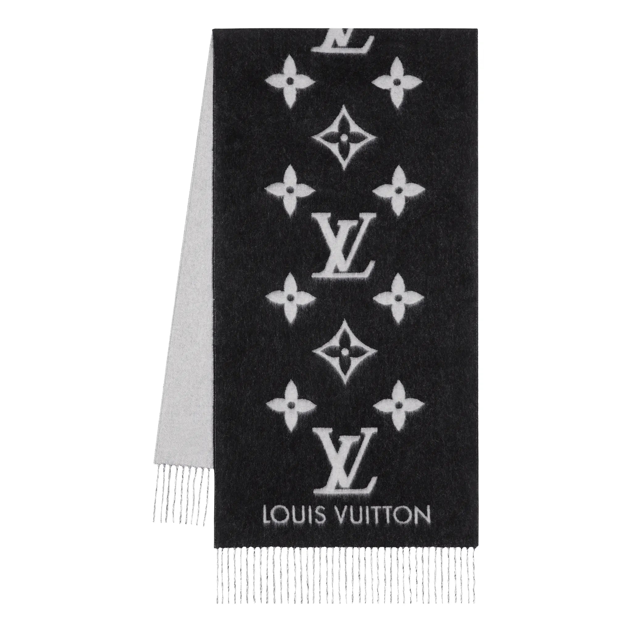 Front View of Louis Vuitton Reykjavik Black Scarf M71040