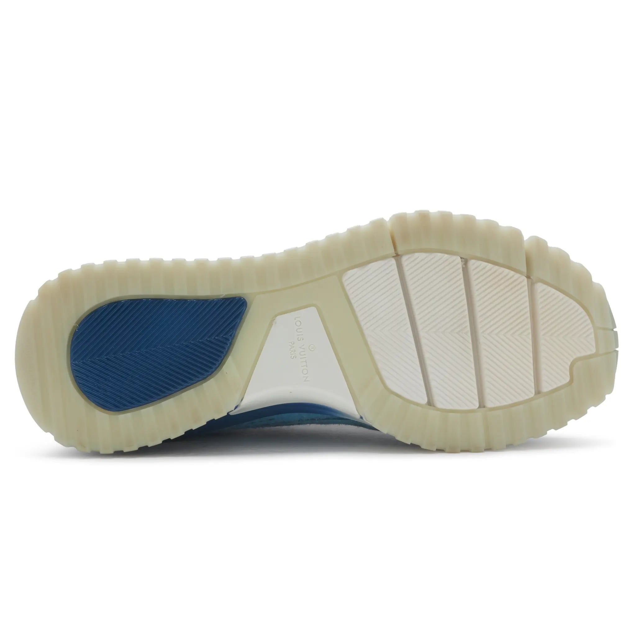 Sole View of Louis Vuitton V.N.R Low Blue Knit Sneaker 1A3UIF