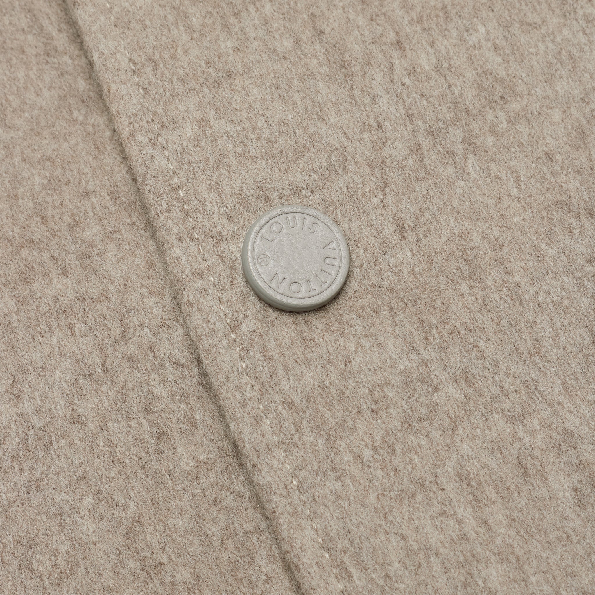 Button view of Louis Vuitton Wool Leather Beige Bomber Jacket