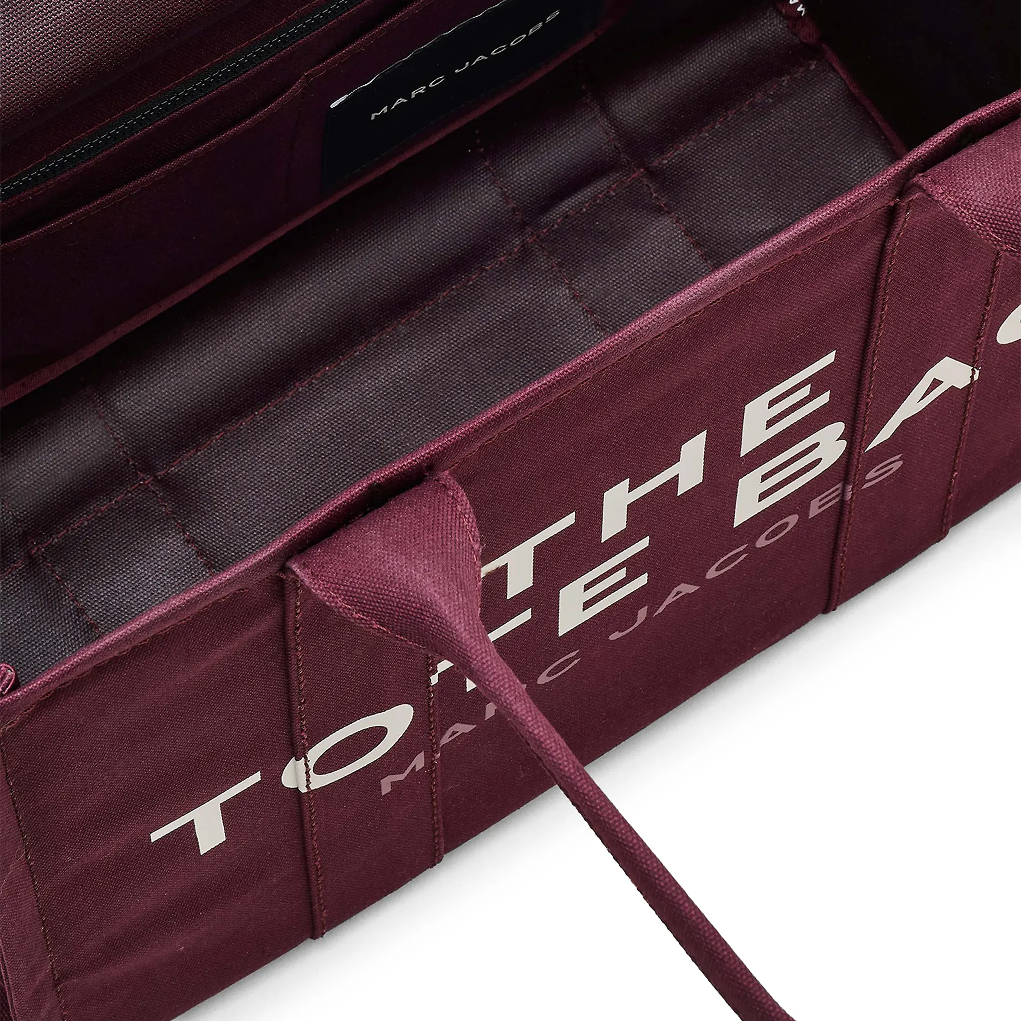 Front Inside View of Mark Jacobs Large Dark Plum Tote Bag M0016156