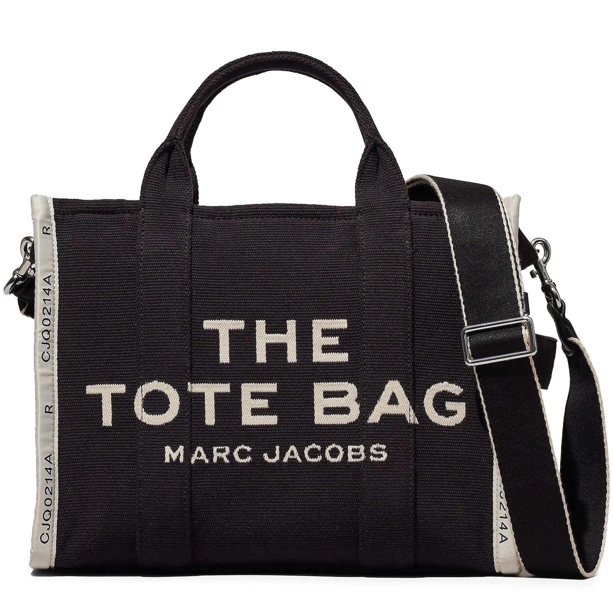 Front View of Mark Jacobs Medium Jacquard Black Tote Bag M0017027