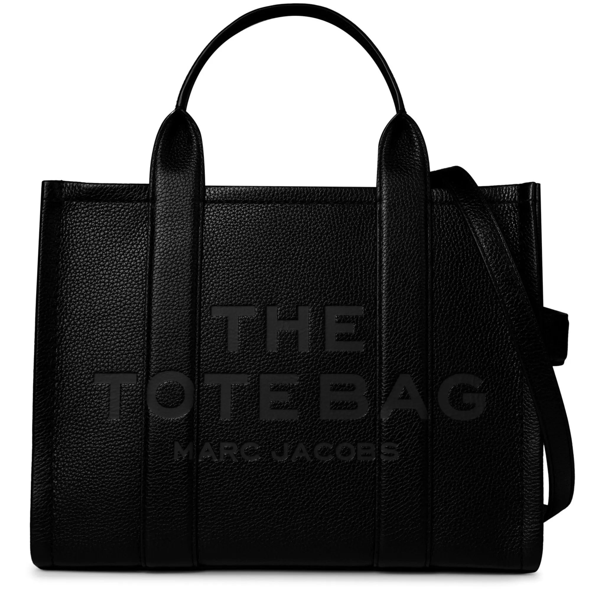 Front View of Mark Jacobs Small Leather Black Tote Bag H009L01SP21