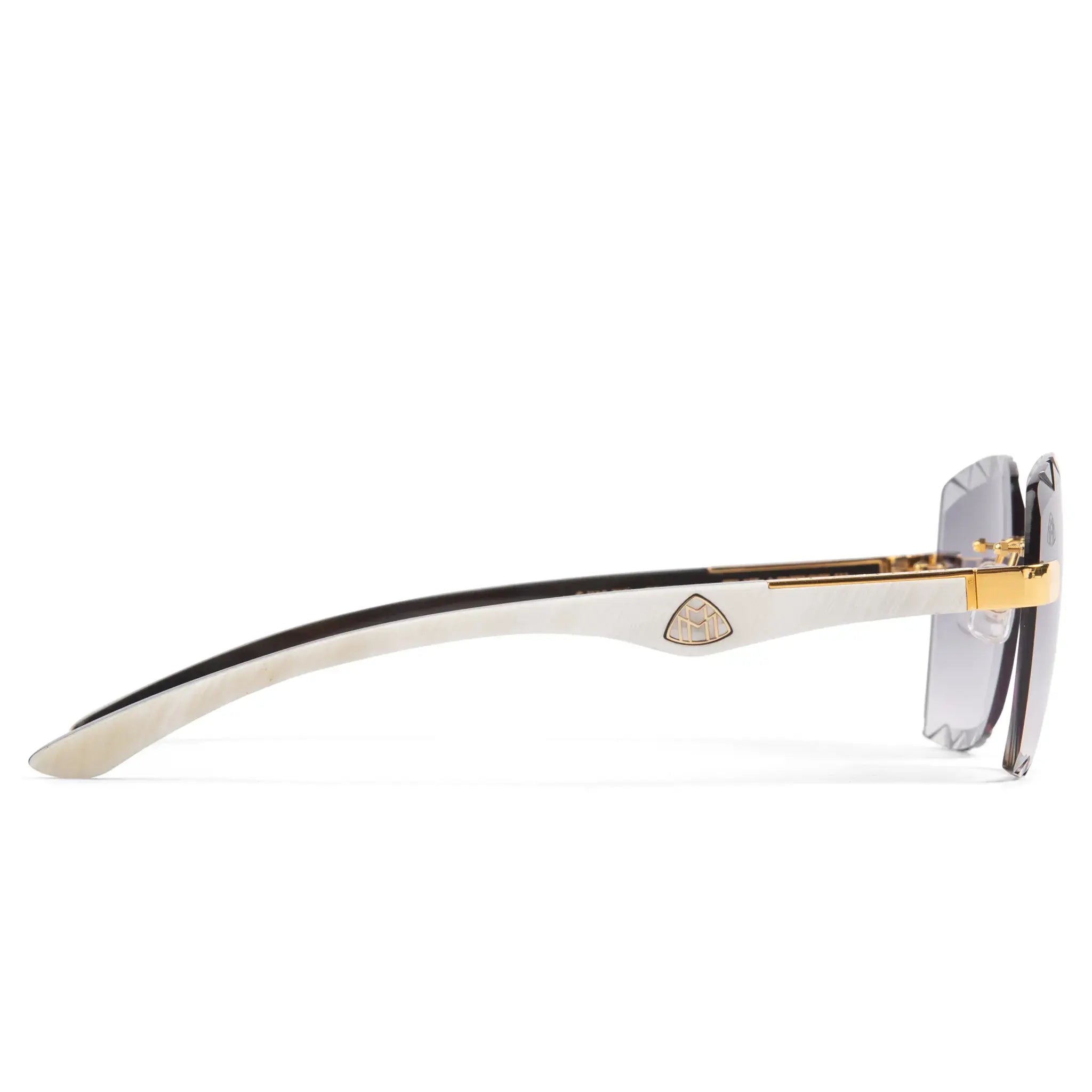 Side view of Maybach Eyewear The Artist III G-HAS-ZZ5 Custom Gold Grey Fade Diamond Cut Sunglasses