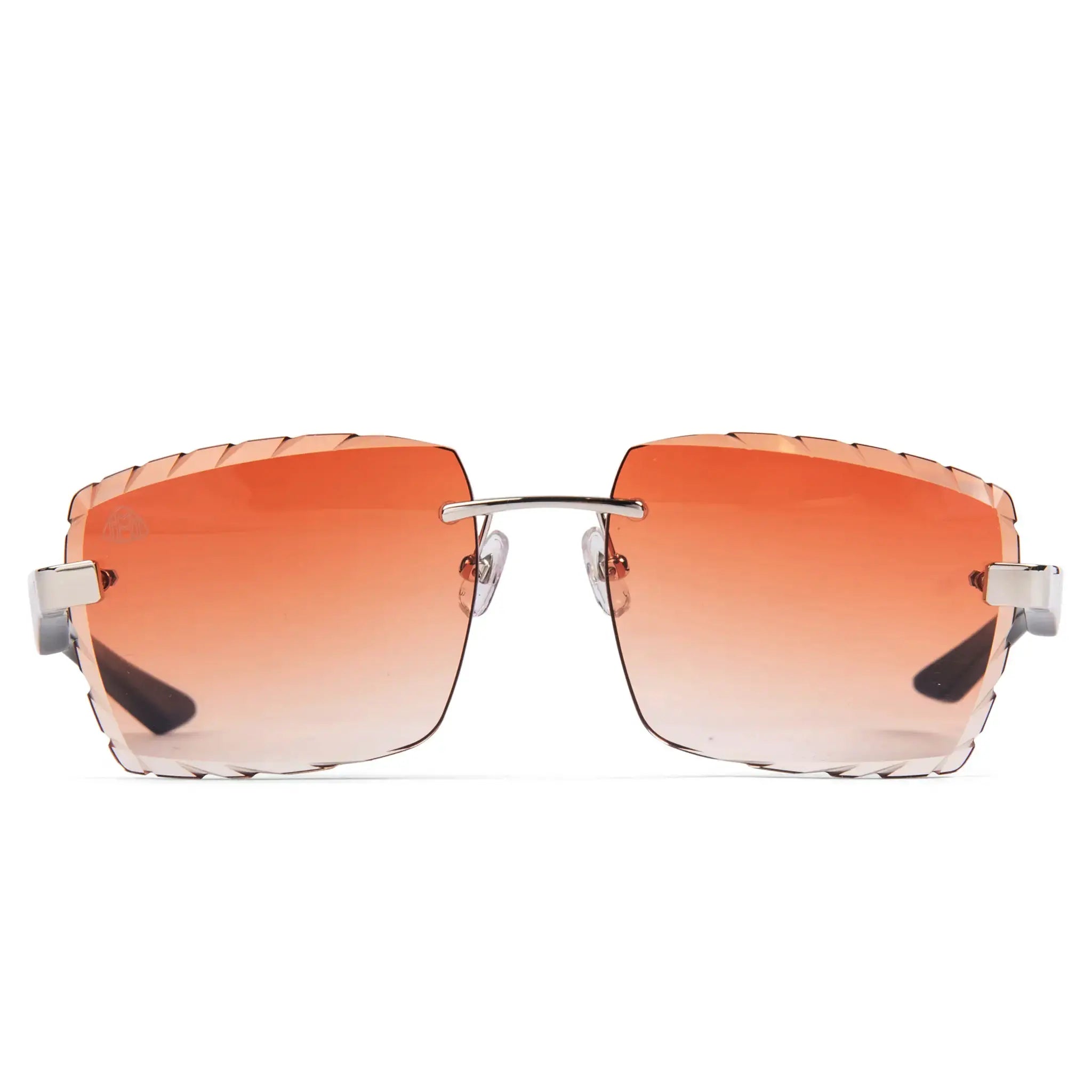 Front view of Maybach Eyewear The Artist III P-WBZ-ZZ5 Custom Brown Fade Diamond Cut Sunglasses