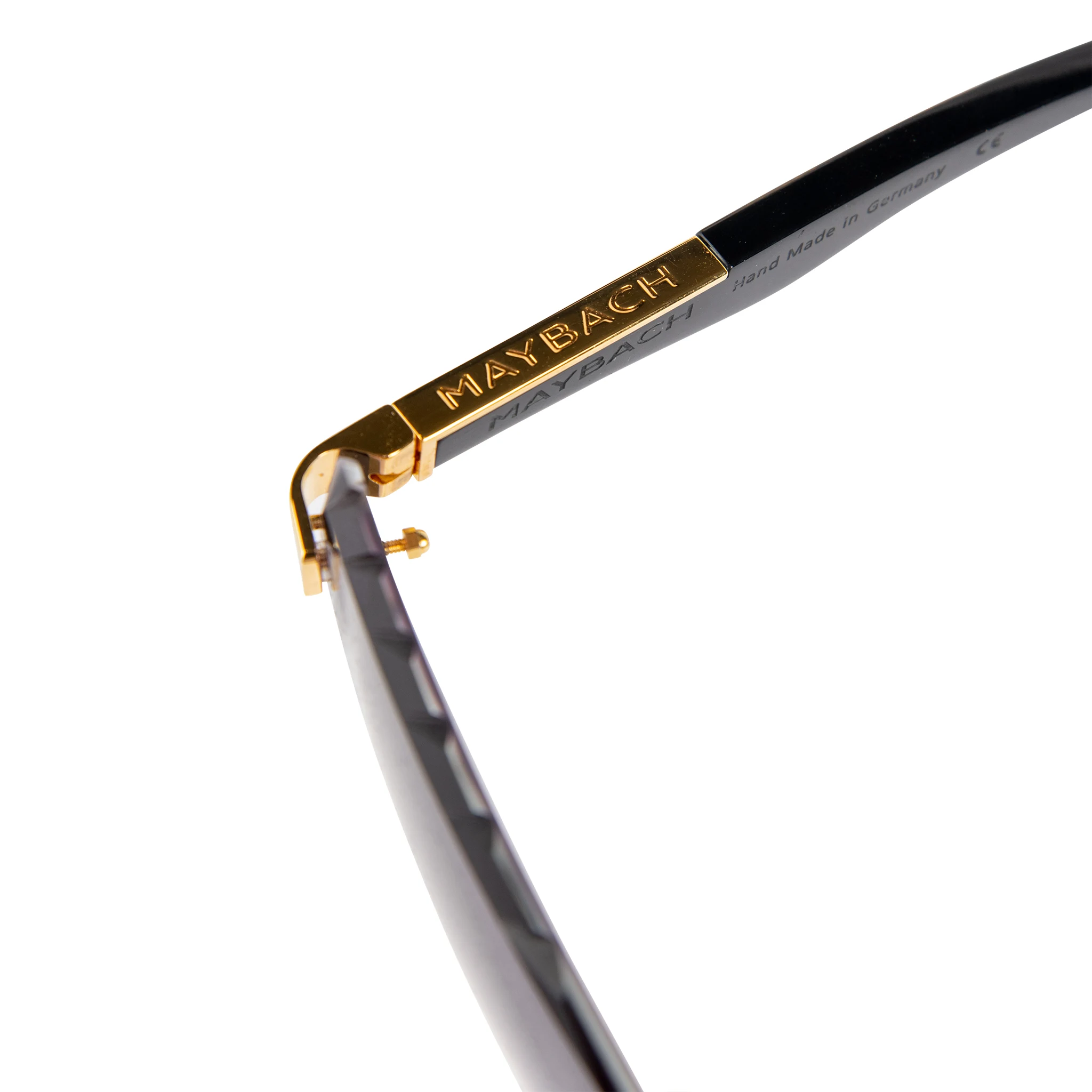 Detail view of Maybach Eyewear The Artist III P-WCW-Z25 Custom Black Grey Diamond Cut Sunglasses