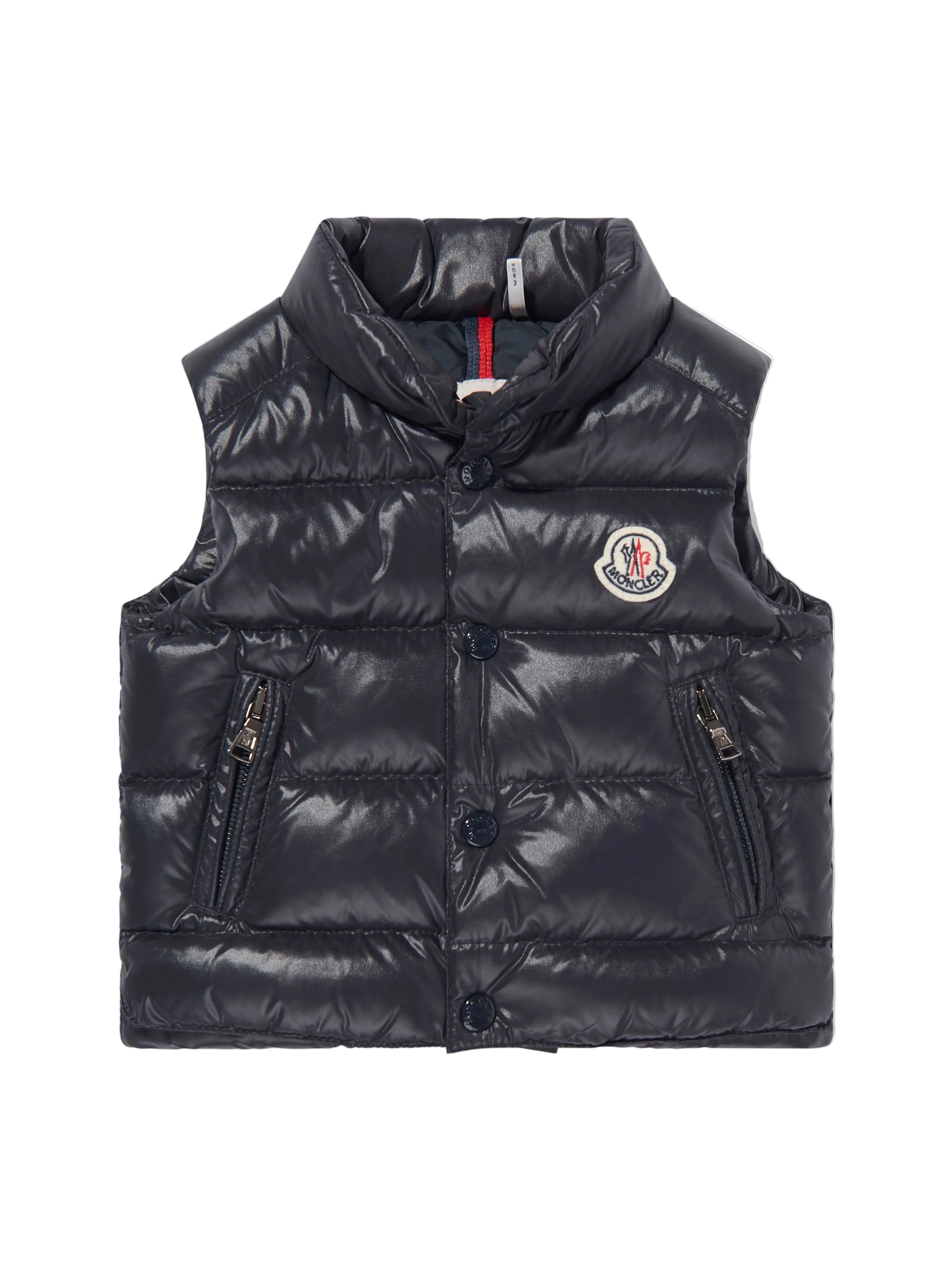 Front View of Moncler Enfant Baby Boys Bernard Down Padded Navy Gilet MONA5152102226