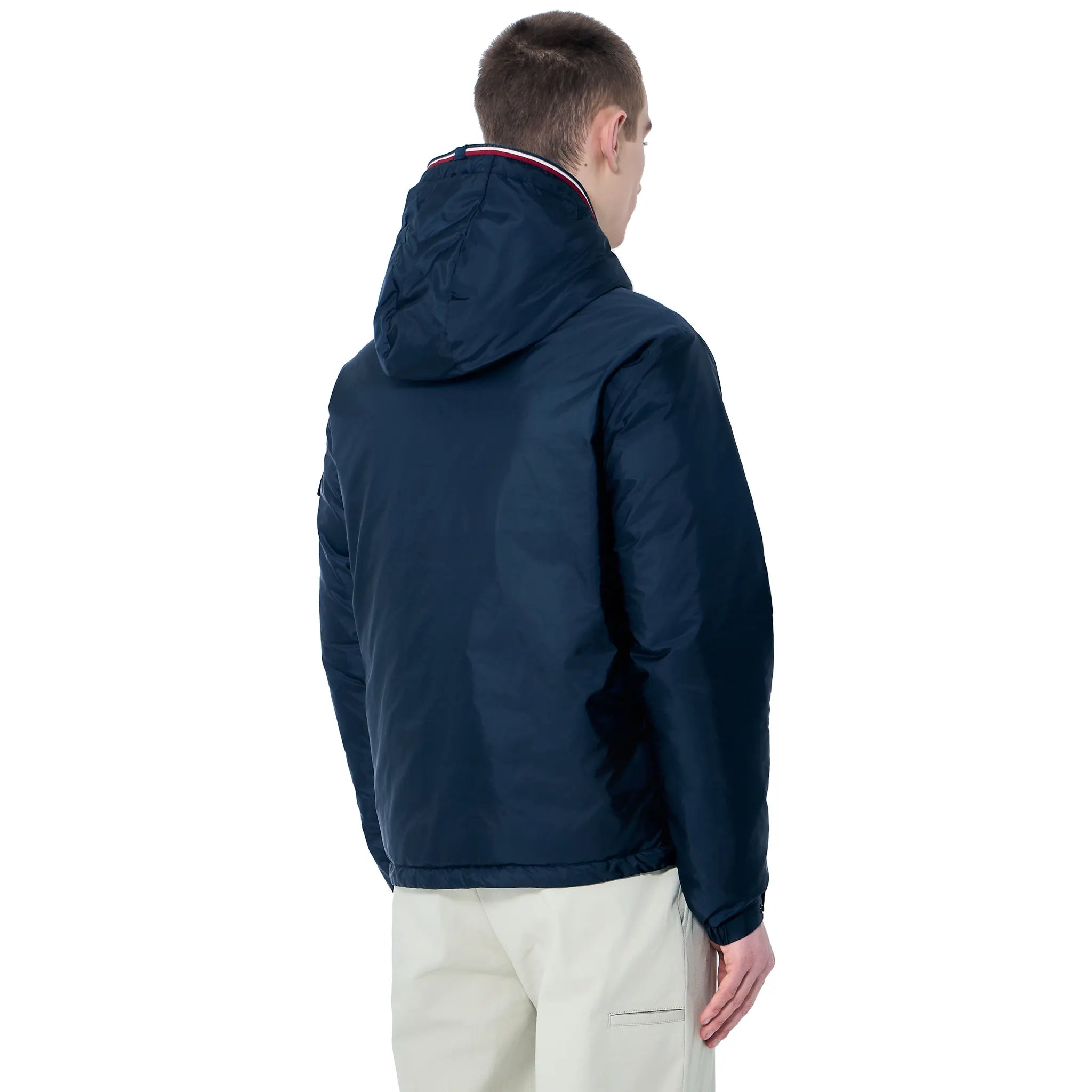 Model Back View of Moncler Evettes Navy Puffer Jacket K10911A00024539ZD