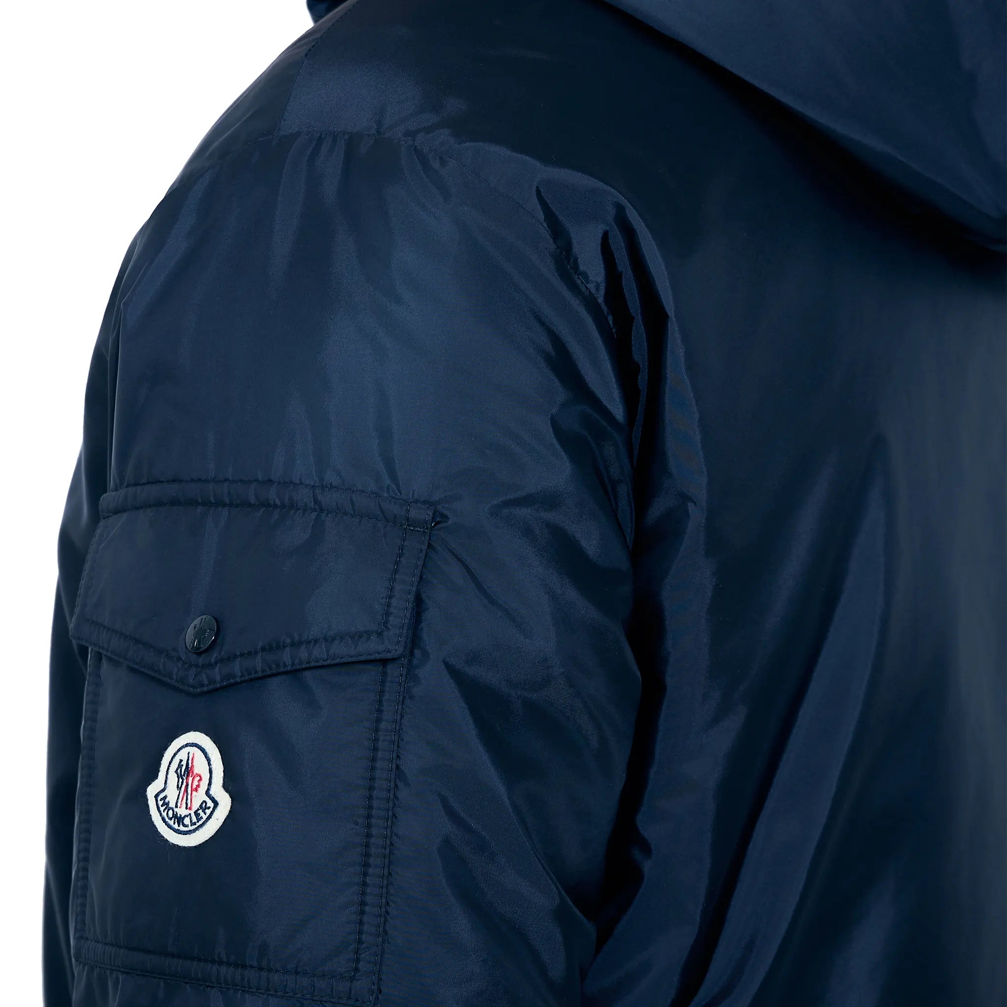 Model Logo View of Moncler Evettes Navy Puffer Jacket K10911A00024539ZD