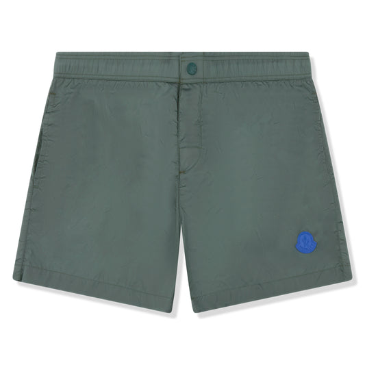 Moncler Logo Patch Green Swim Shorts