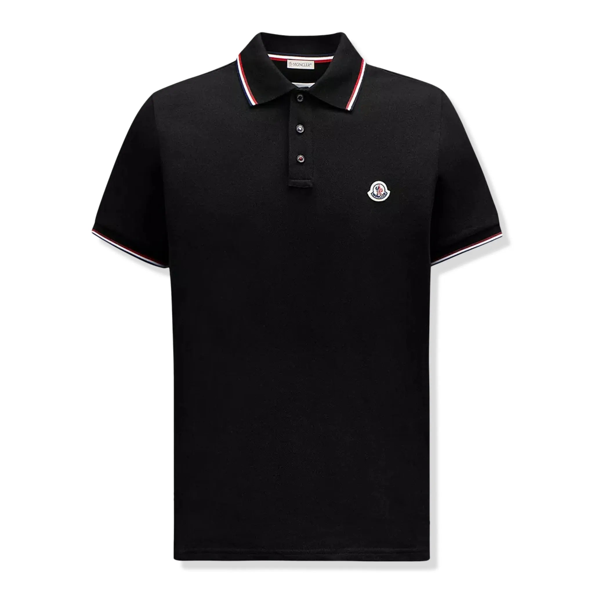 Front view of Moncler Maglia Black Polo Shirt lange J10918A7030084556999