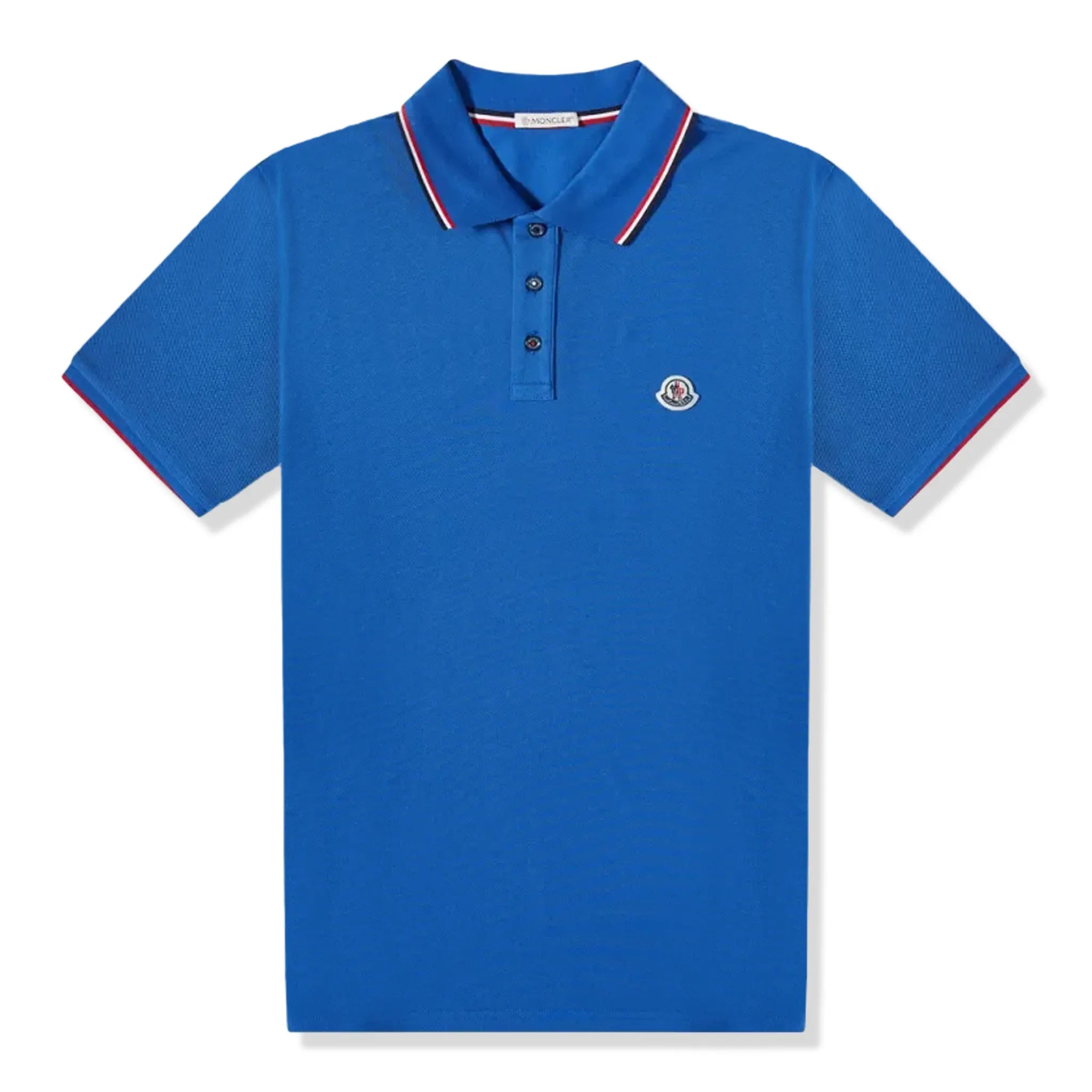 Front view of Moncler Maglia Blue Polo Shirt lange I20918A70300845567B5