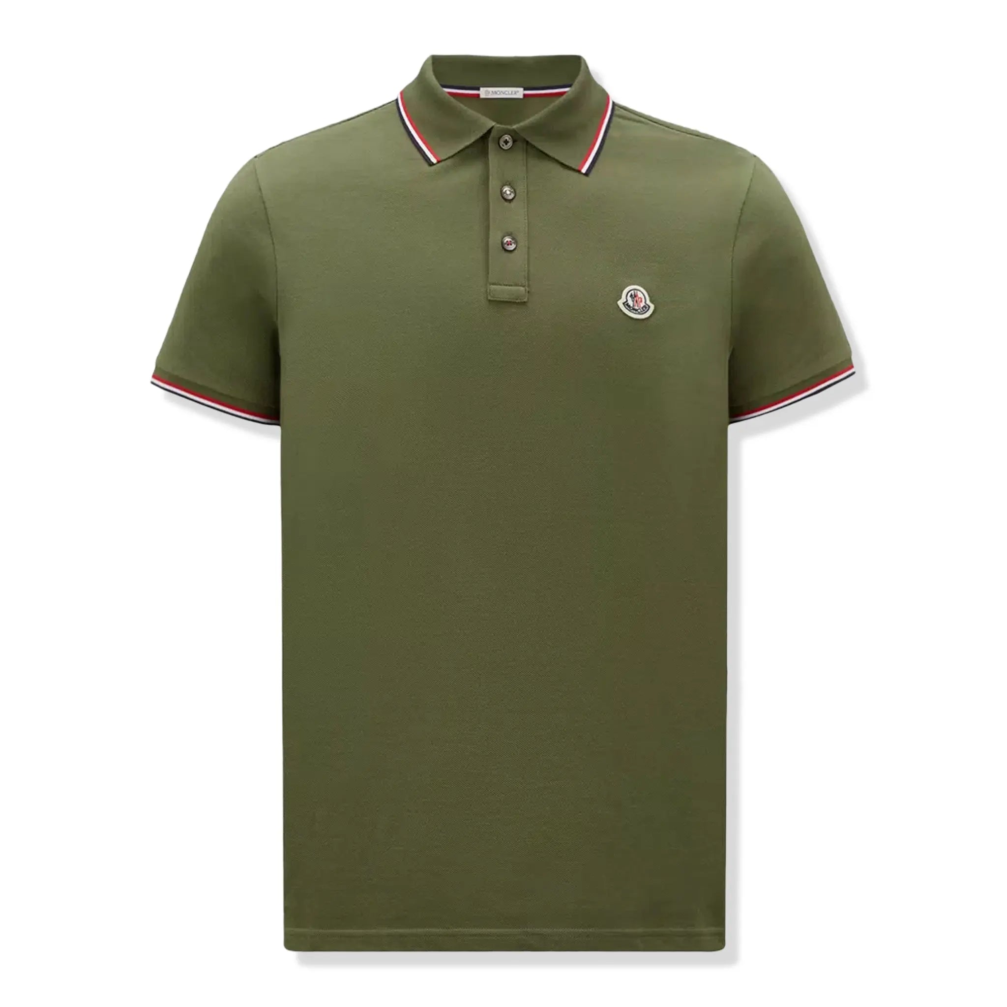 Front view of Moncler Maglia Dark Green Polo Shirt lange J10918A7030084556876