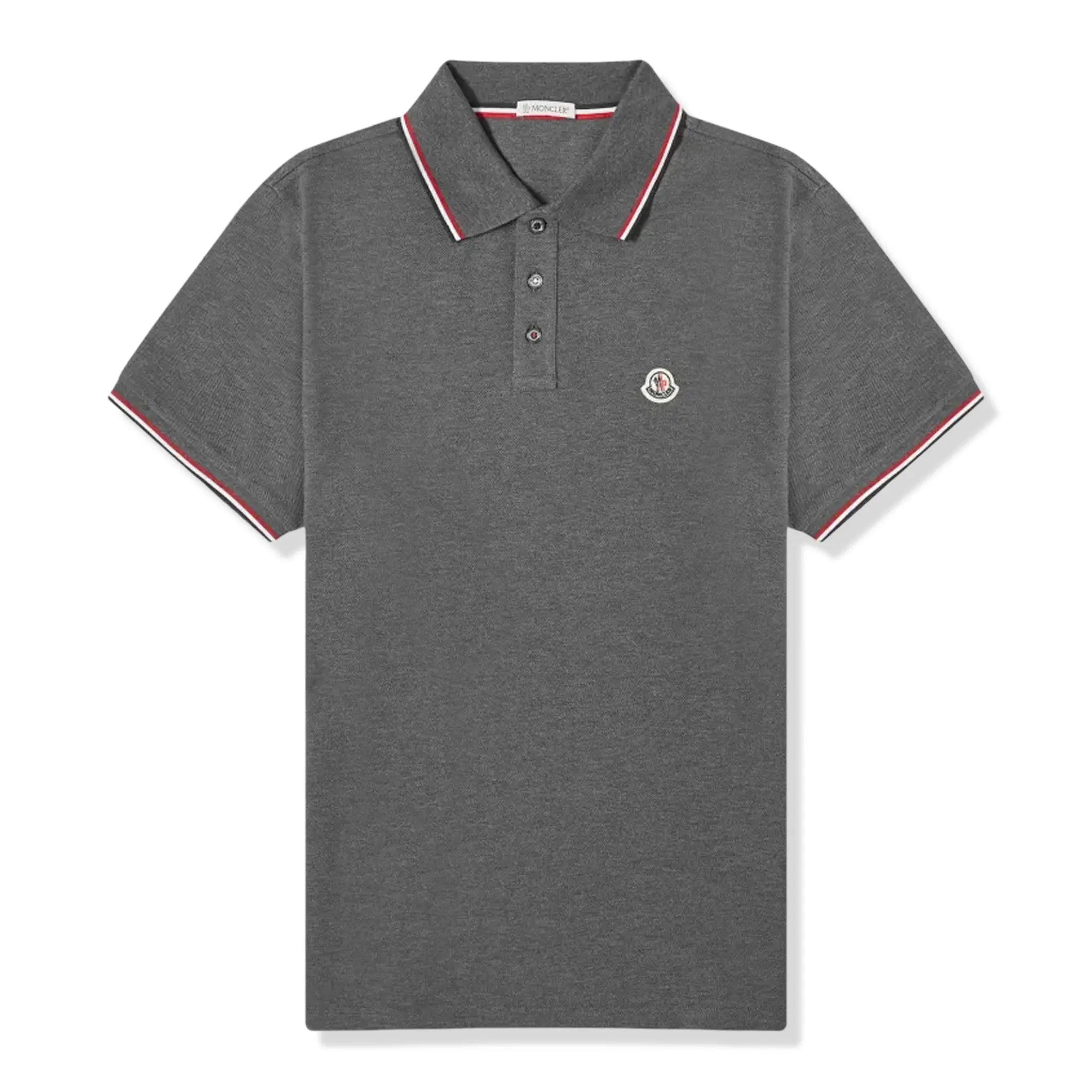 Front view of Moncler Maglia Dark Grey Polo Shirt lange J10918A7030084556989
