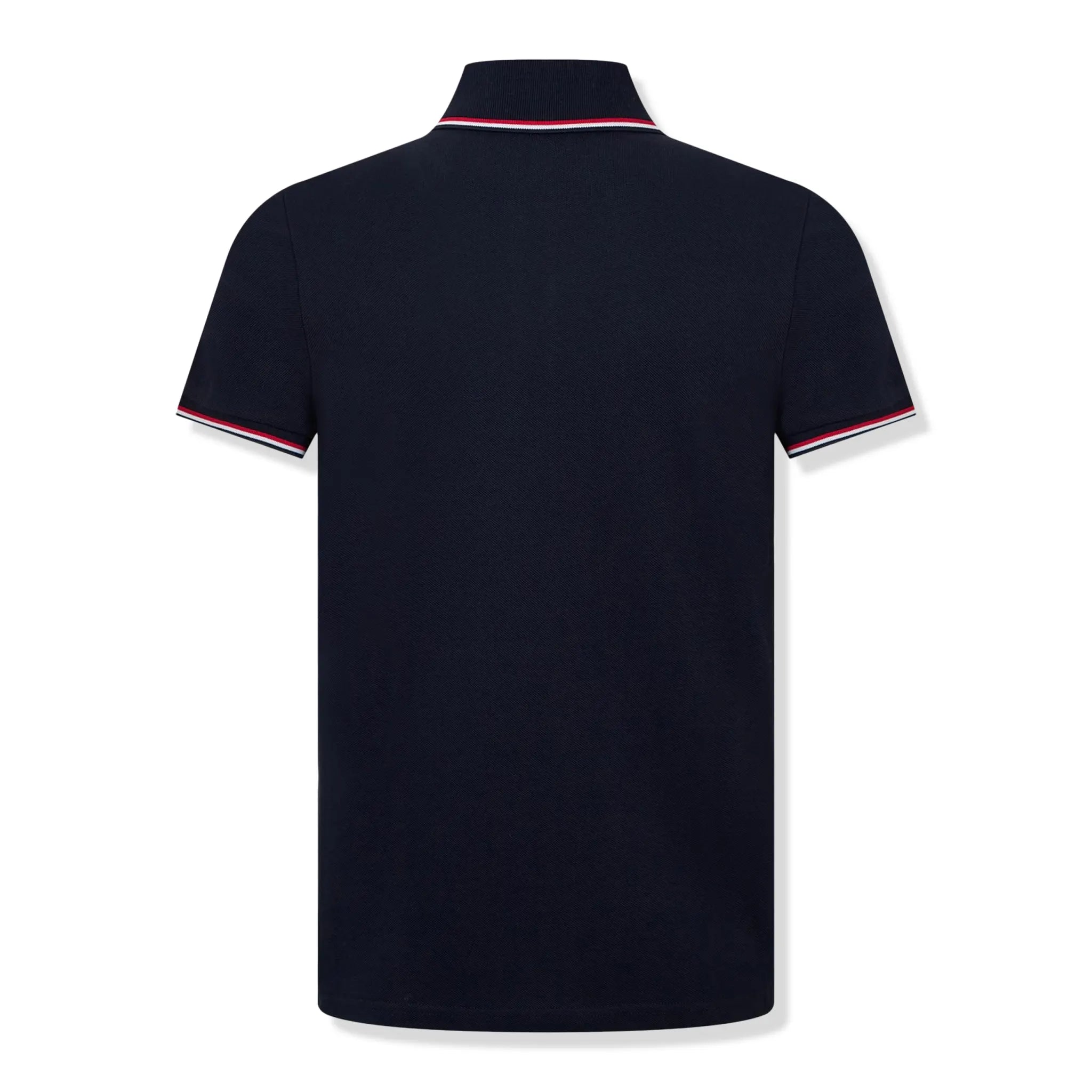 Back view of Moncler Maglia Indigo Blue Polo Shirt I20918A7030084556796