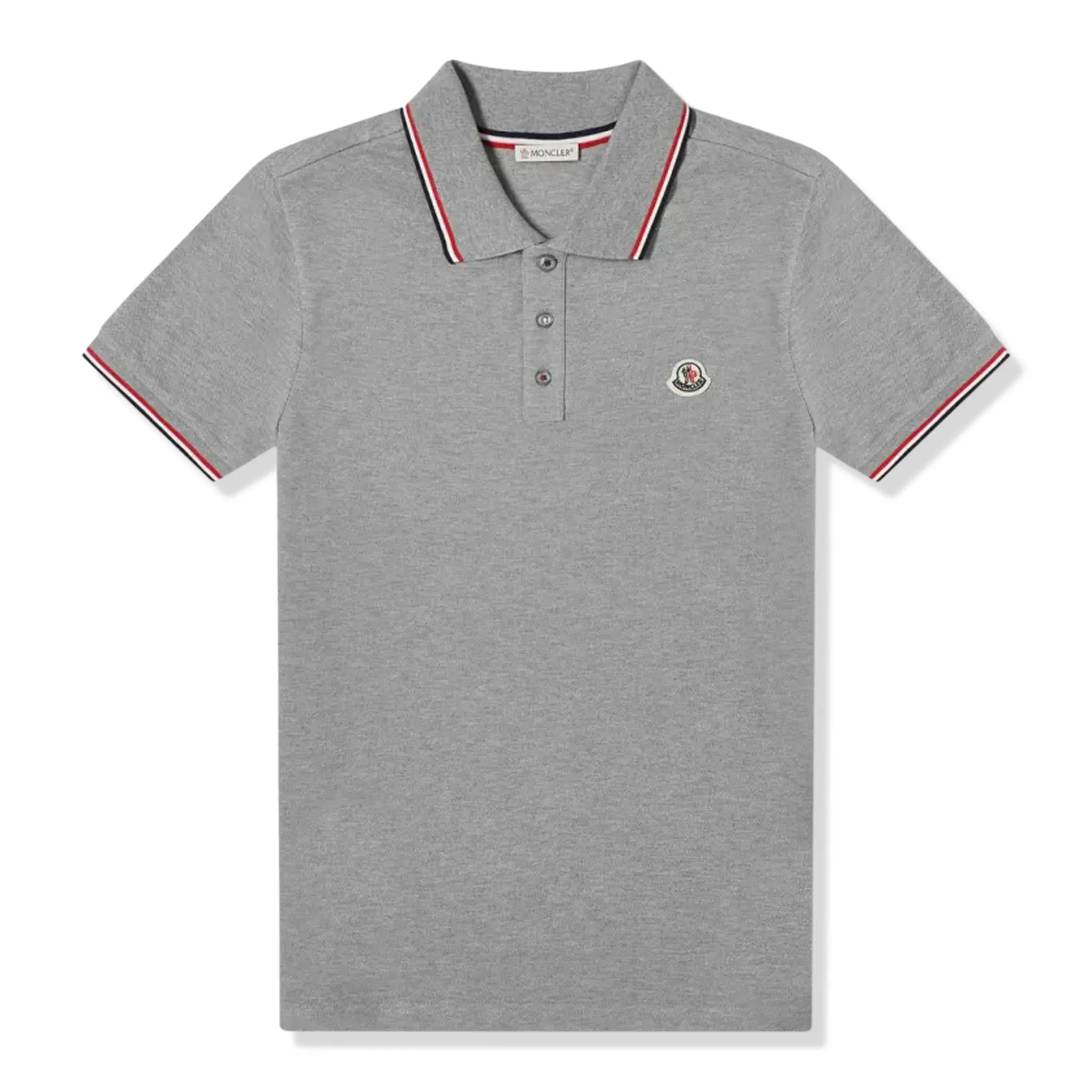 Front view of Moncler Maglia Light Grey Polo Shirt lange J10918A0002484556984