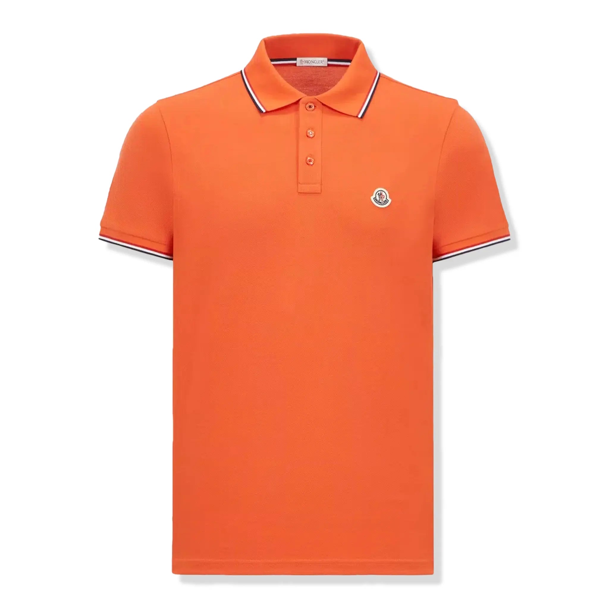 Front view of Moncler Maglia Orange Polo Shirt lange J10918A7030084556389