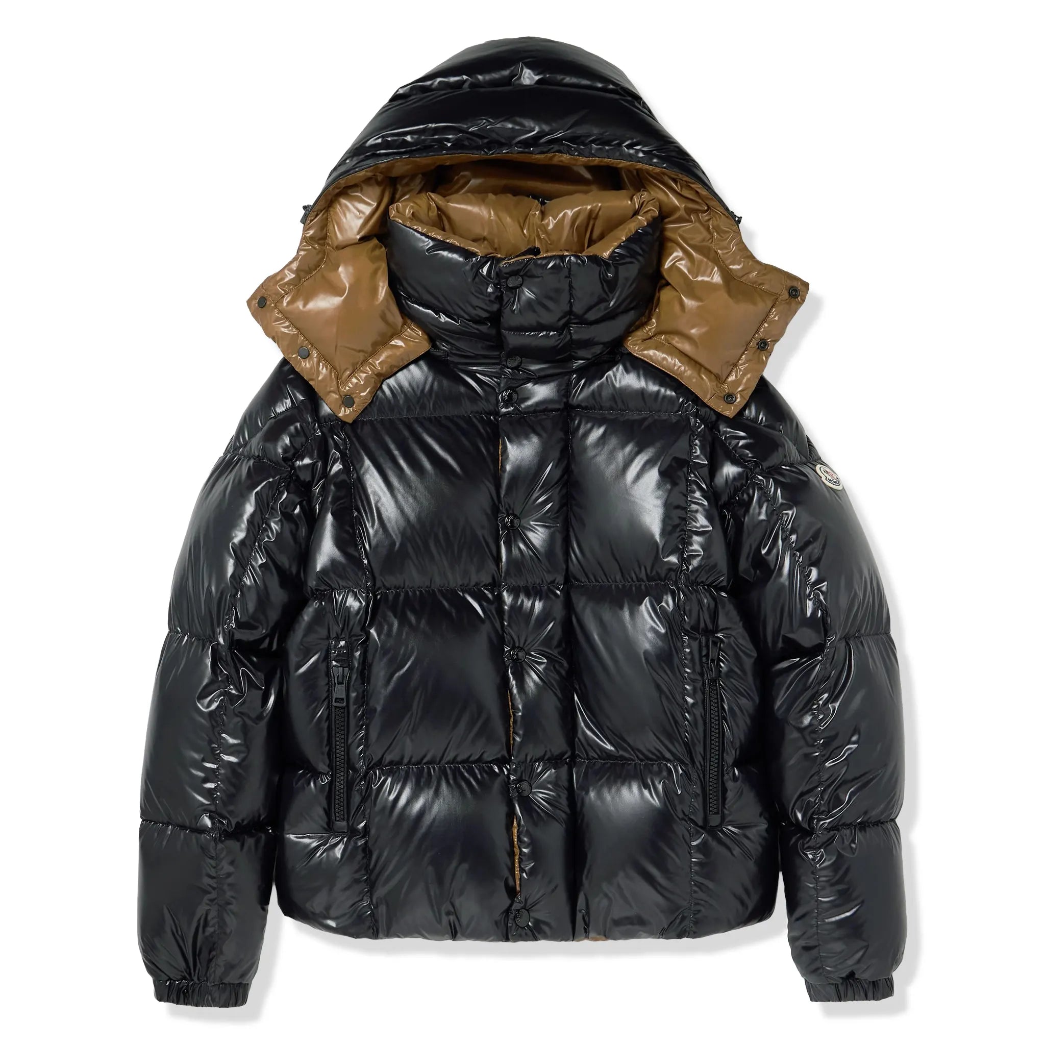 Front View of Moncler Parana Hooded Short Down Black Jacket