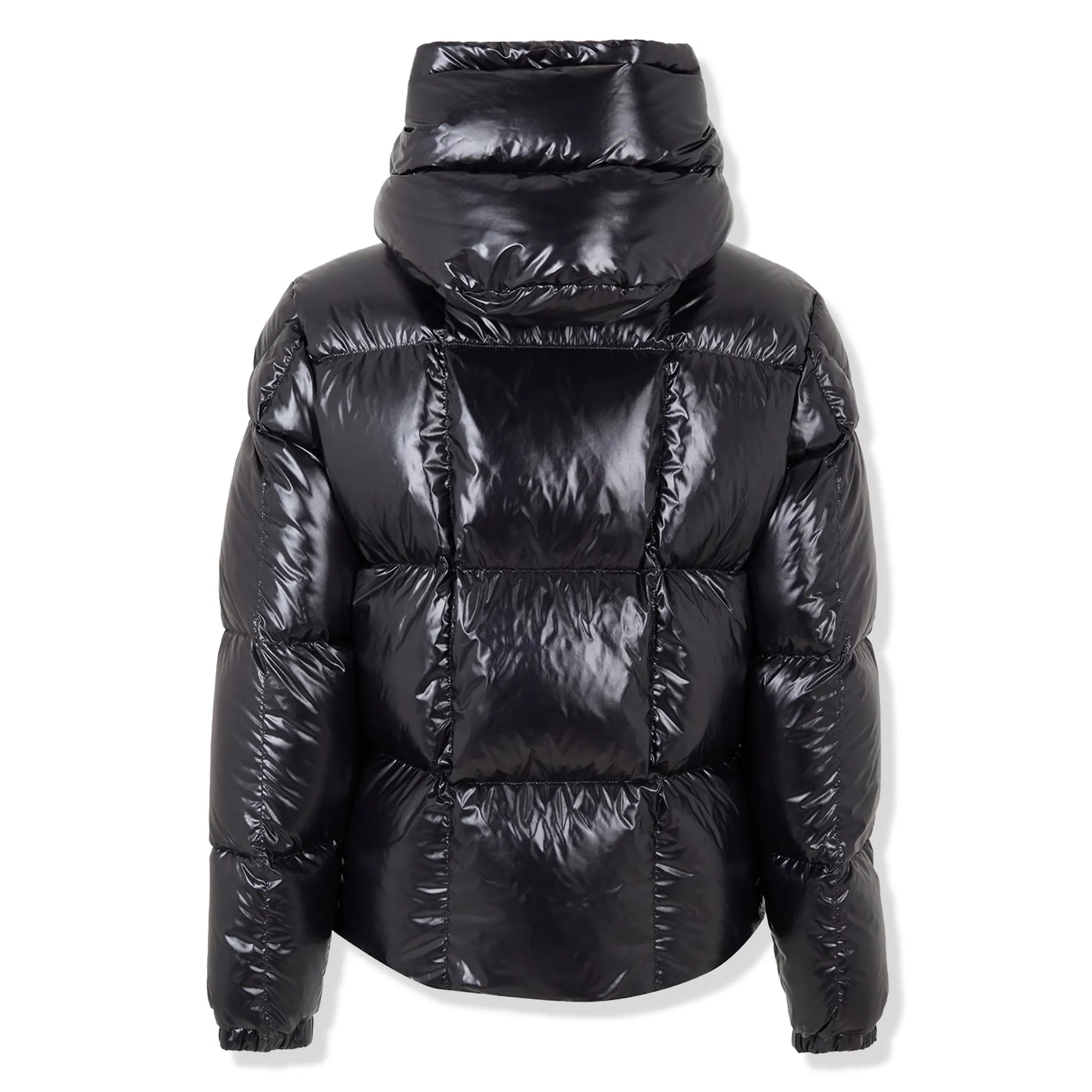 Back View of Moncler Parana Hooded Short Down Black Jacket K20911A00187597Z8