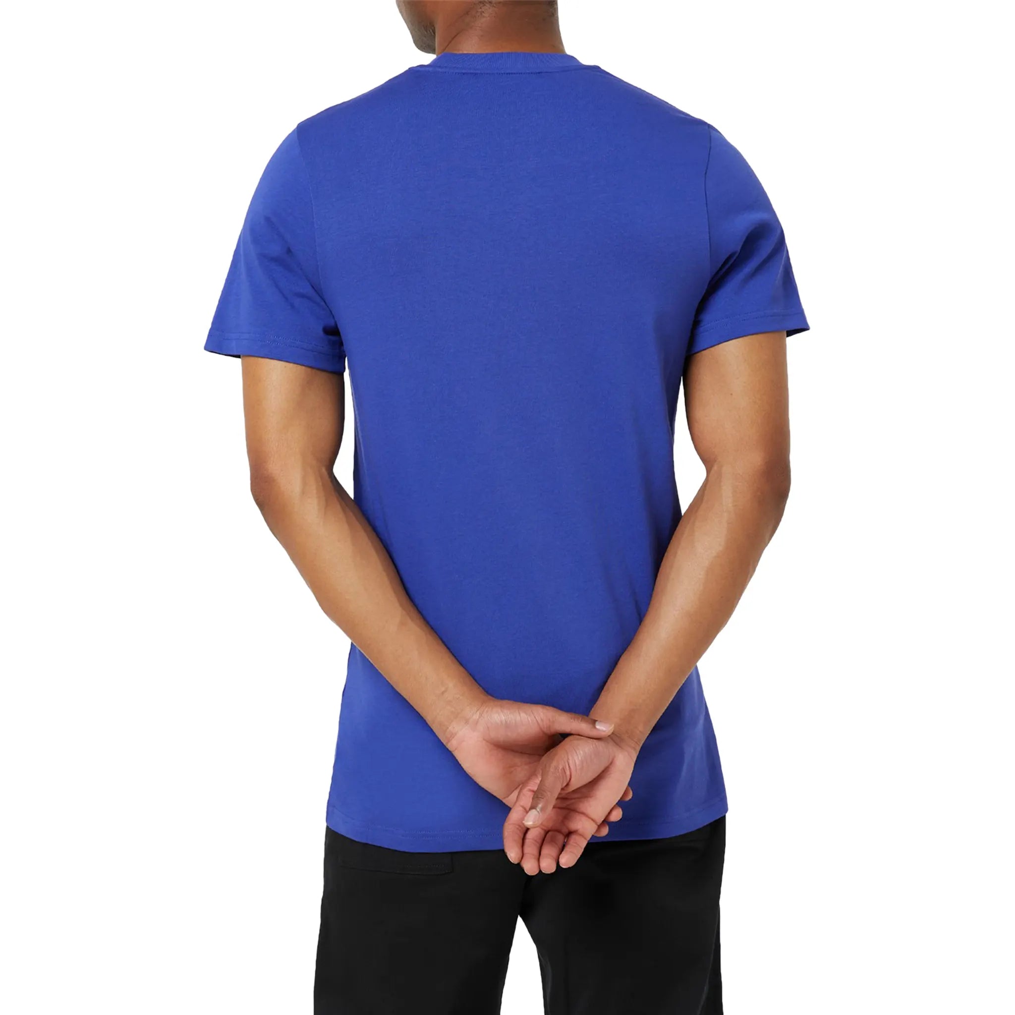 Model back view of Moncler Patch Logo Blue T Shirt