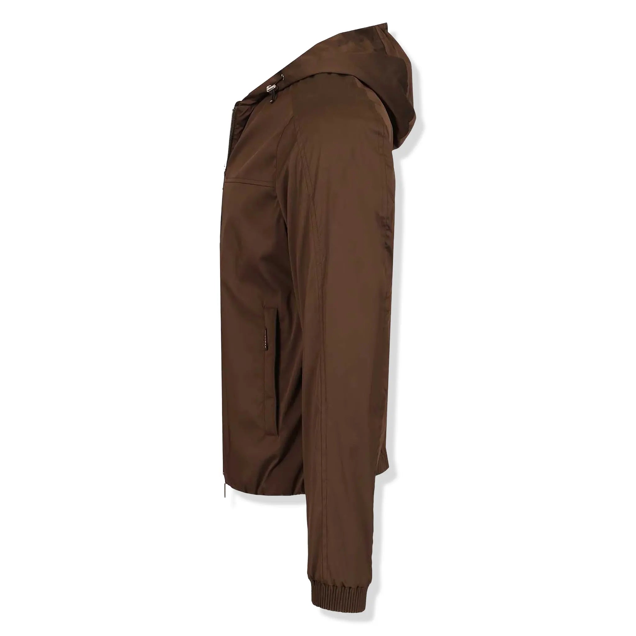 Side View of Moorer Albori-TJ Brown Hooded Jacket MOUSO100002TEPA025