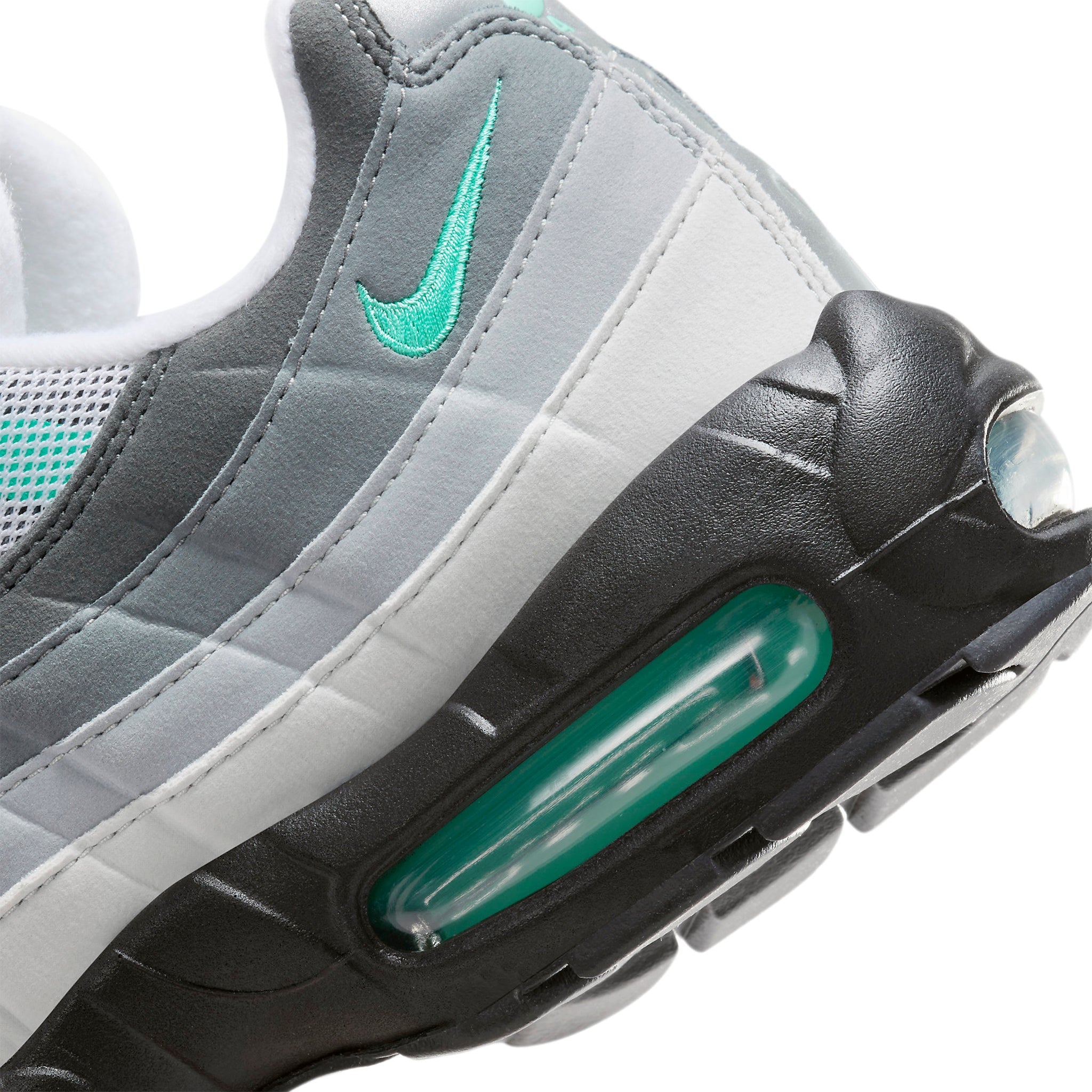 Heel view of Nike Air Max 95 Hyper Turquoise FV4710-100
