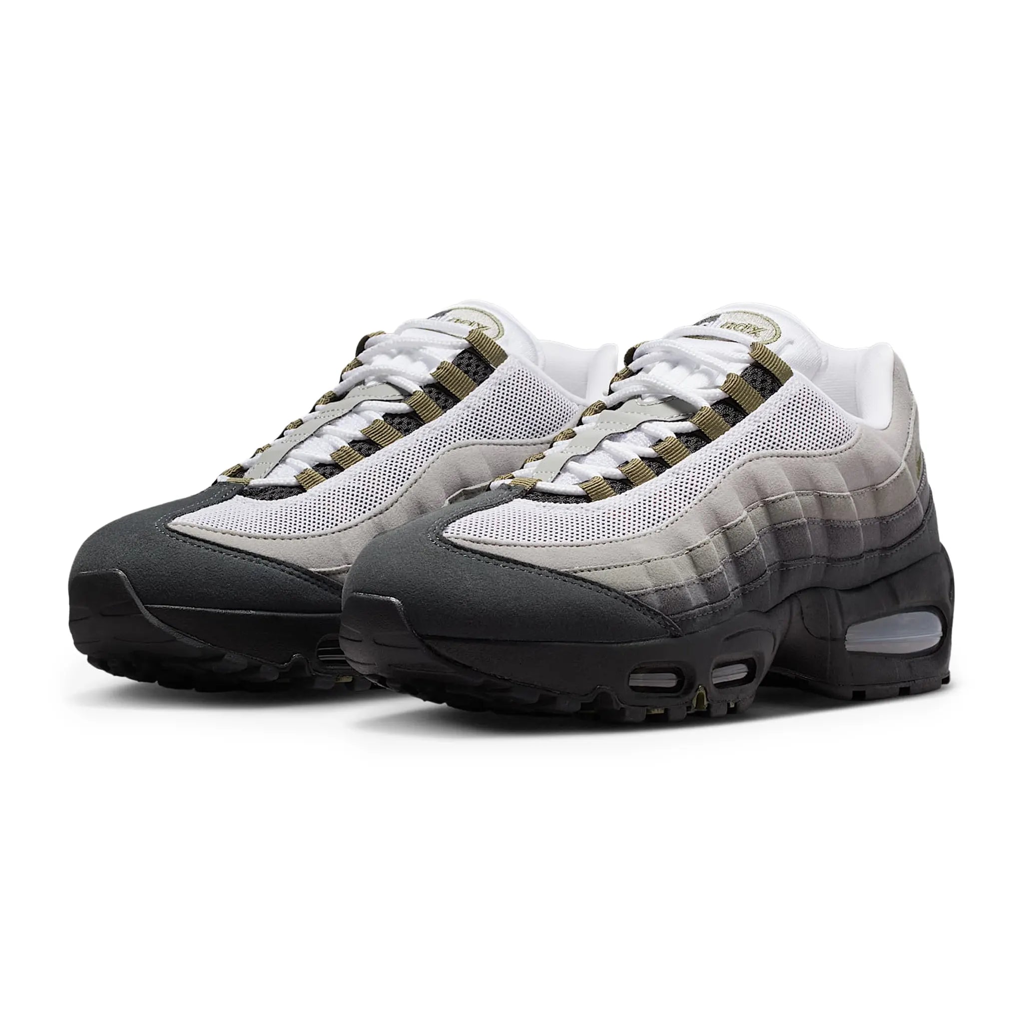 Front Side View of Nike Air Max 95 OG Big Bubble Black Medium Olive (W) HJ5996-003