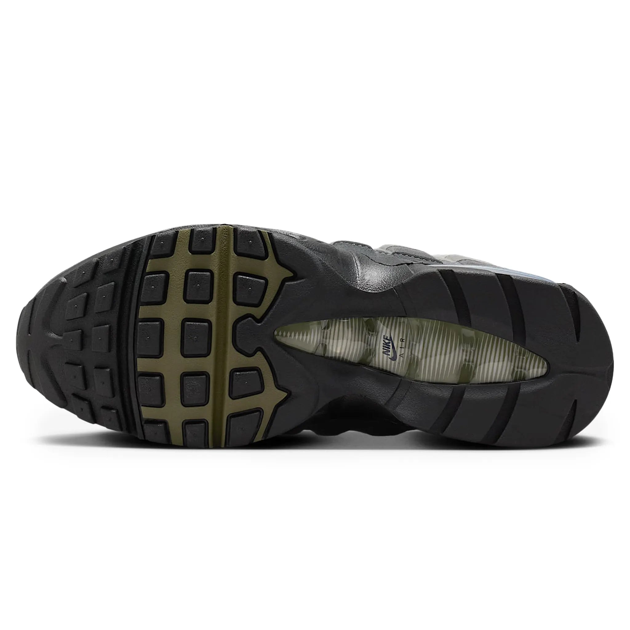 Sole View of Nike Air Max 95 OG Big Bubble Black Medium Olive (W) HJ5996-003