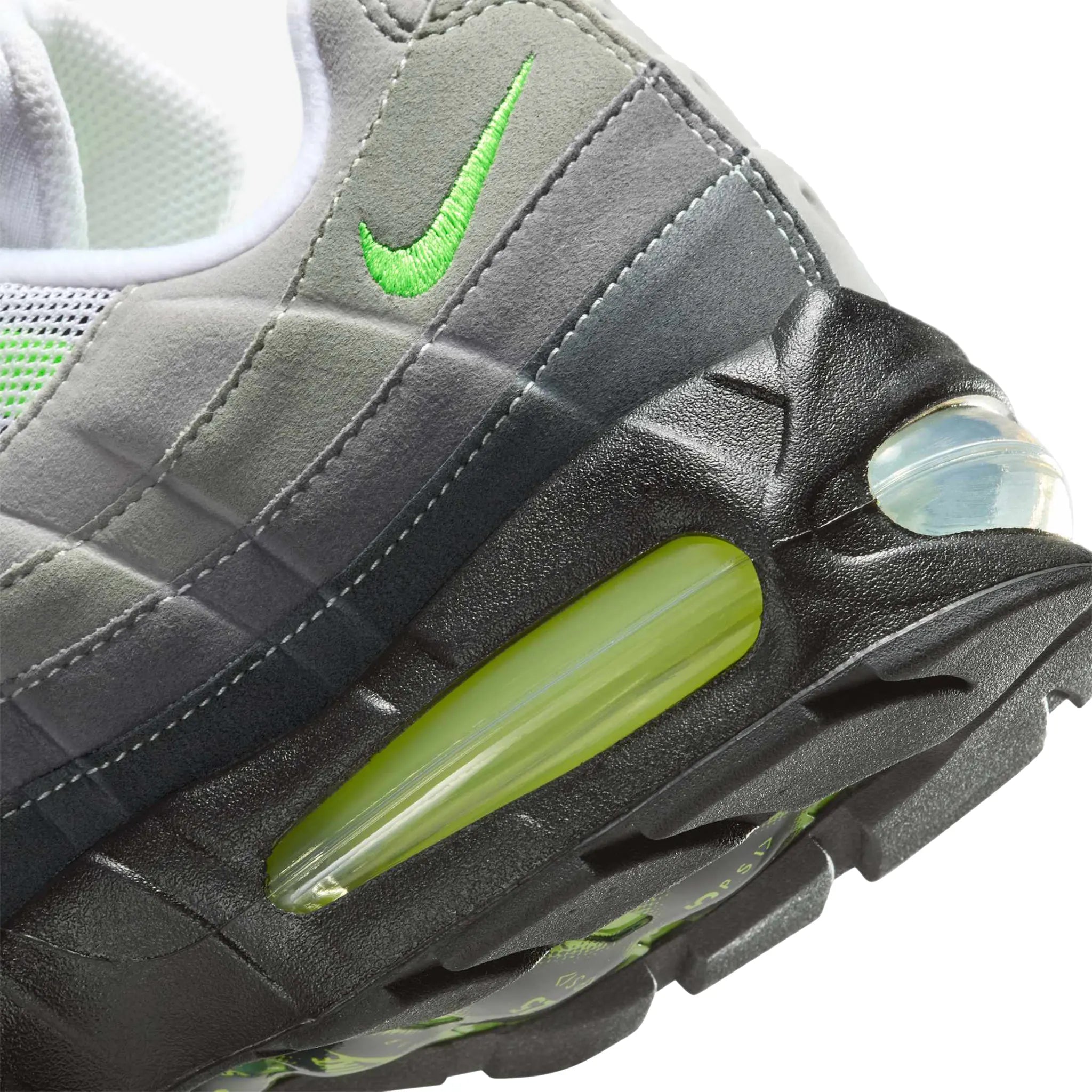 Detail view of Nike Air Max 95 OG Big Bubble Neon (2025)