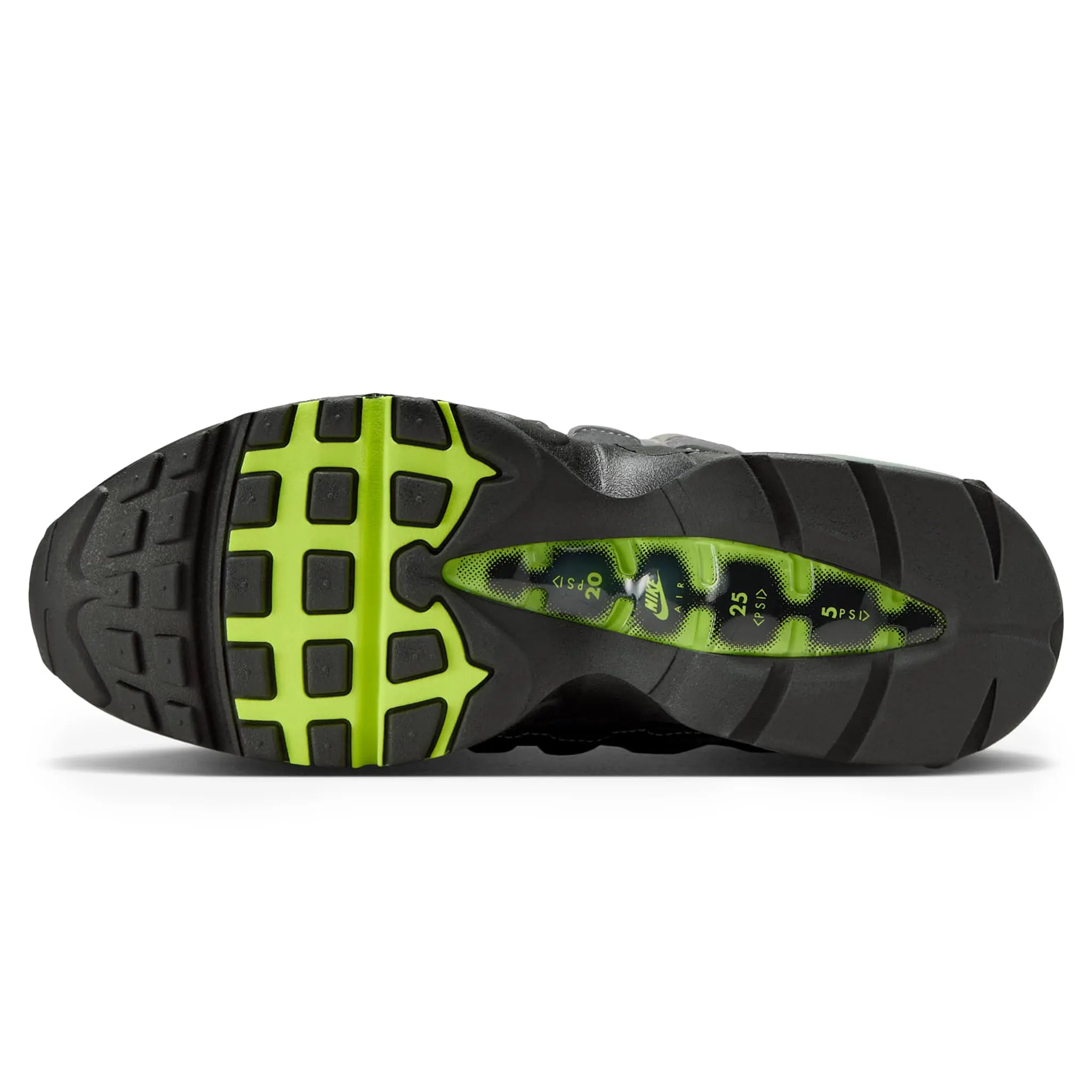 Sole view of Nike Air Max 95 OG Big Bubble Neon (2025)