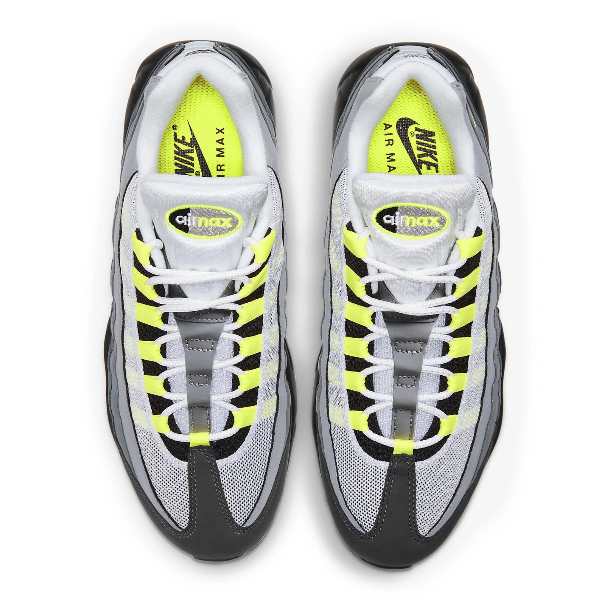 Top side view of Nike Air Max 95 OG Neon CT1689-001
