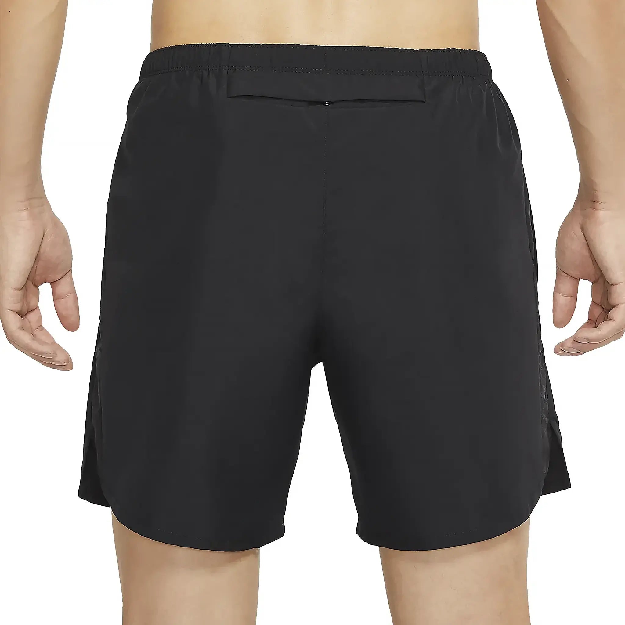Model back view of Nike Dri-Fit Wild Run Challenger DNA 7-Inch Black Running Shorts DM4820-010