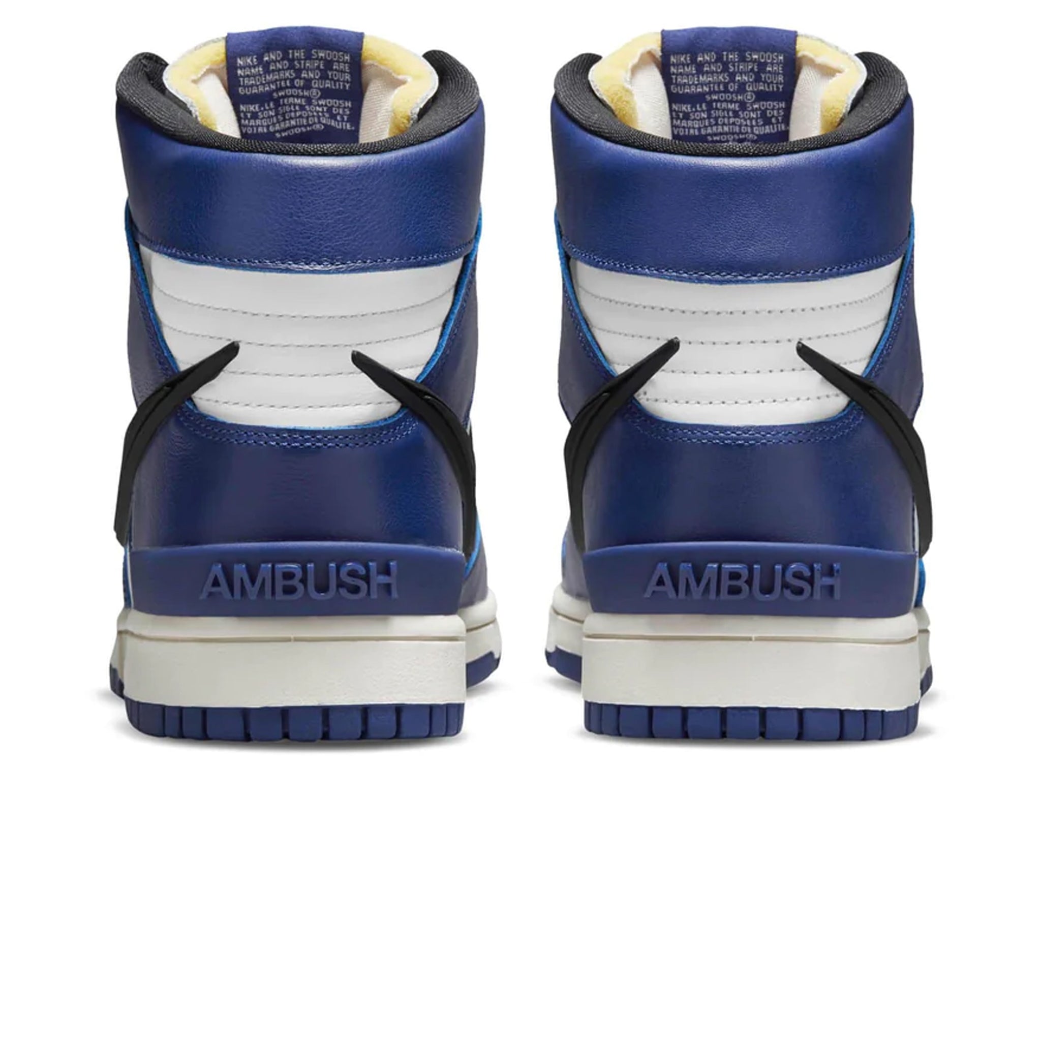 Heel view of Nike Dunk High Ambush Deep Royal Sneaker CU7544-400