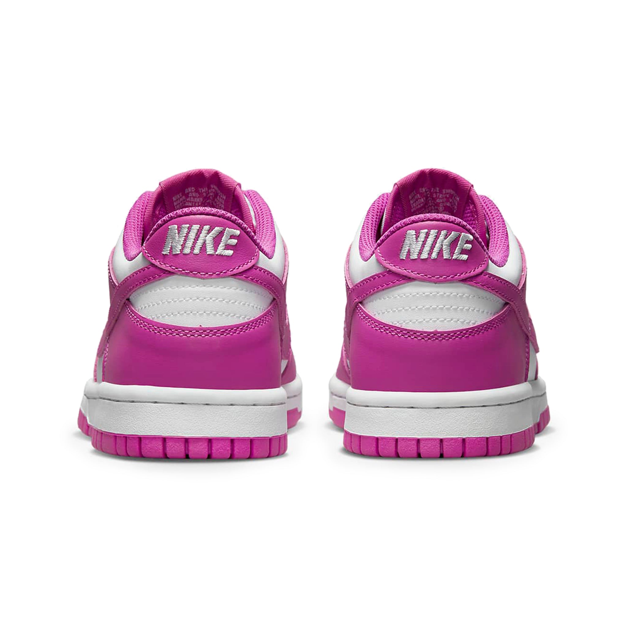 Heel view of Nike Dunk Low Active Fuchsia (GS) FJ0704-100