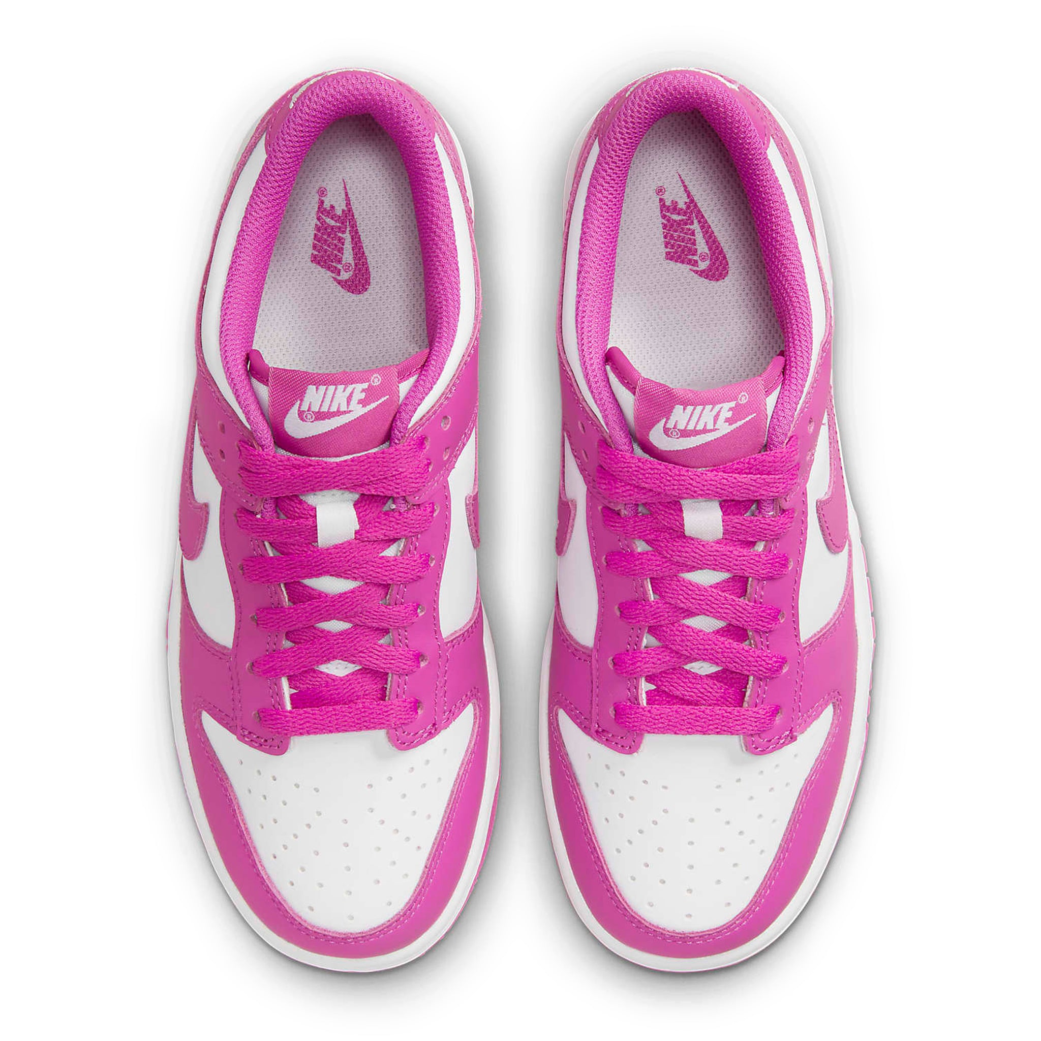 Top down view of Nike Dunk Low Active Fuchsia (GS) FJ0704-100
