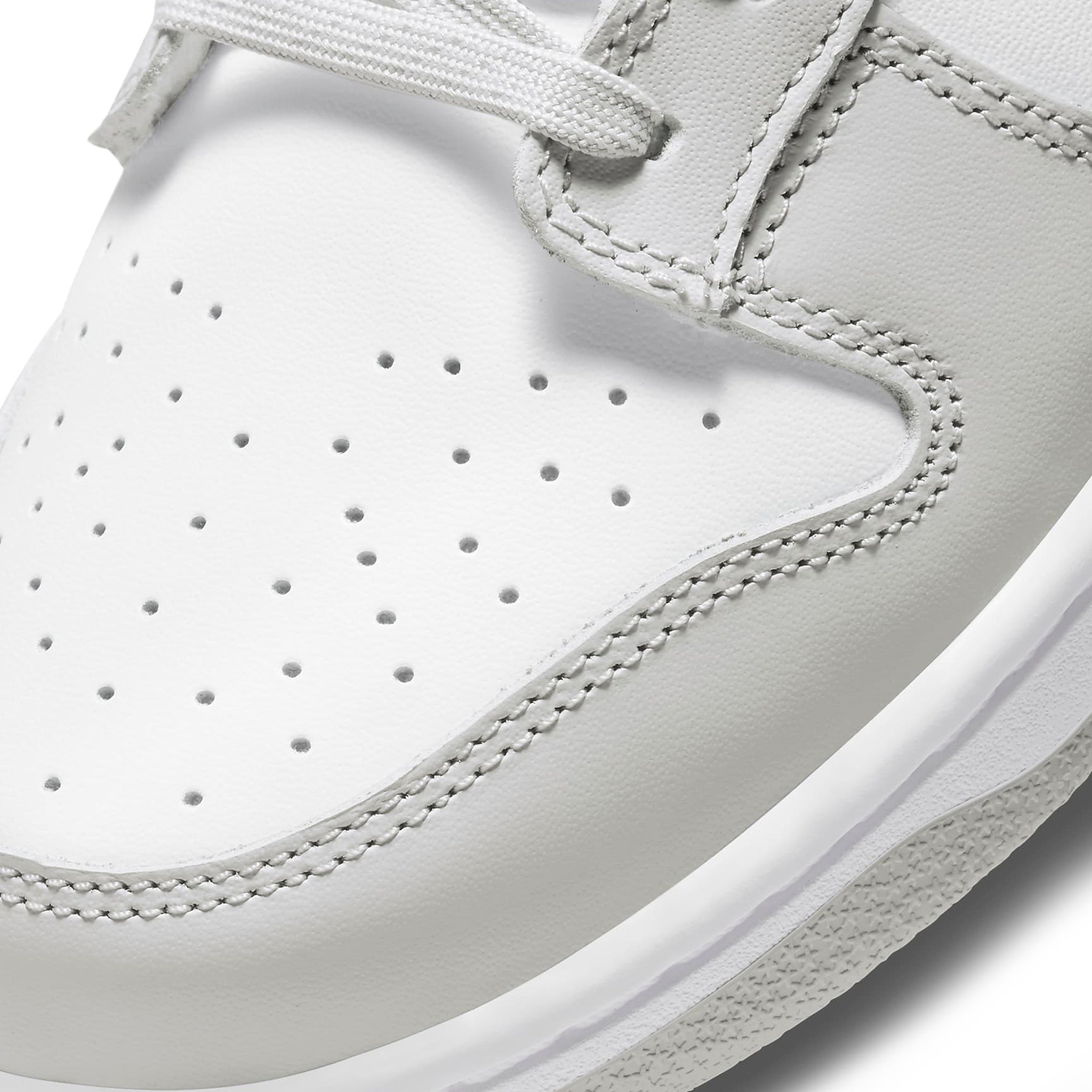 Toe box view of Nike Dunk Low Grey Fog DD1391-103