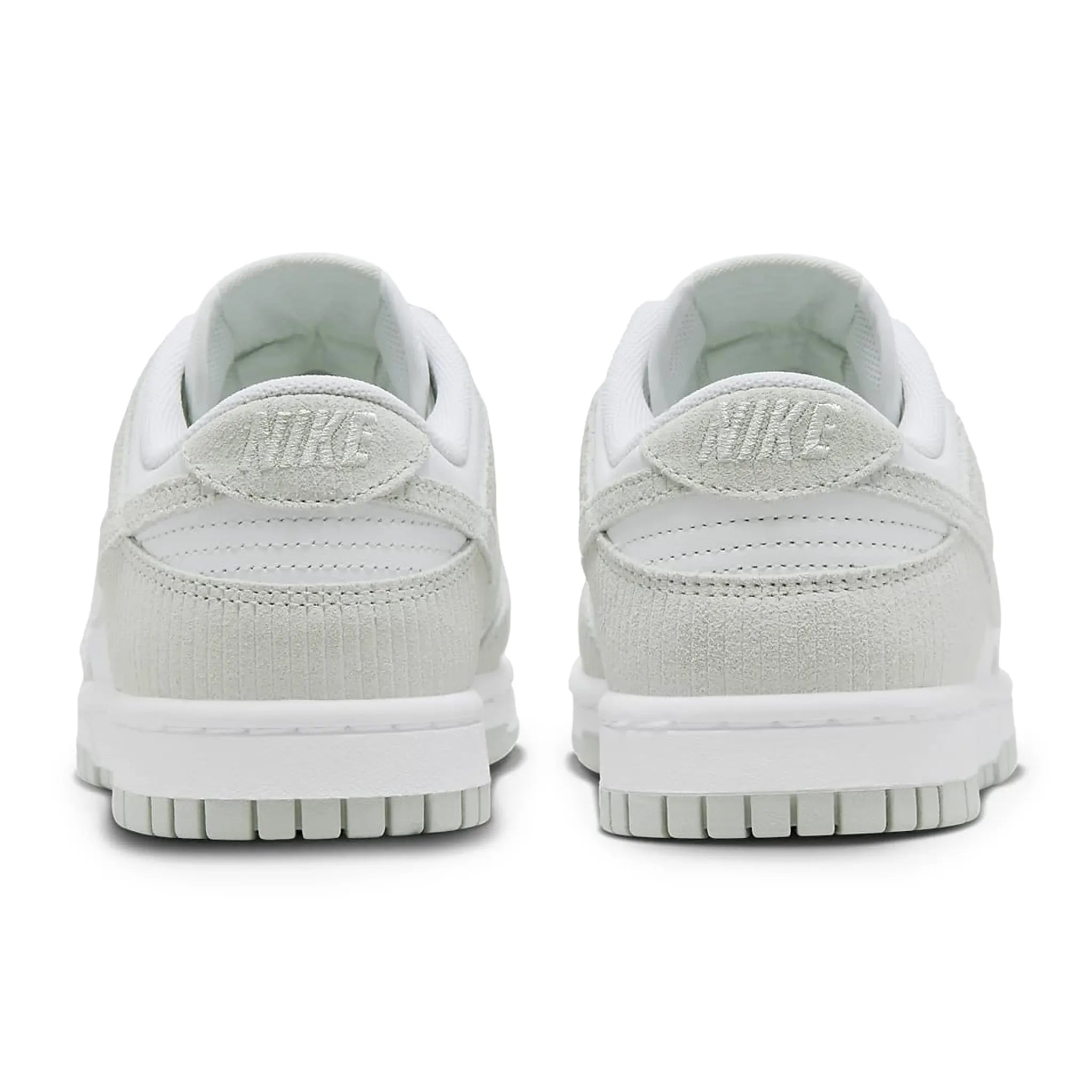 Back view of Nike Dunk Low Light Silver Corduroy (W) FN7658-100