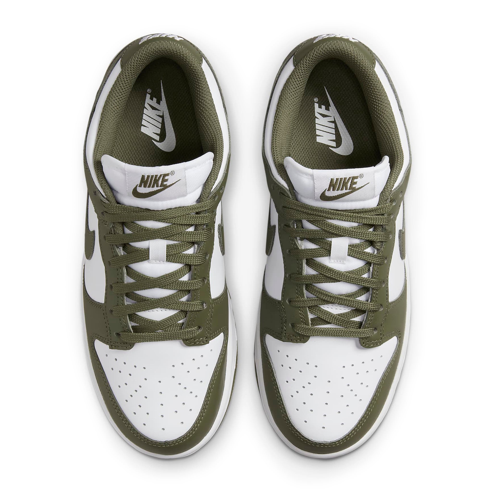 Top down view of Nike Dunk Low Medium Olive (W) DD1503-120