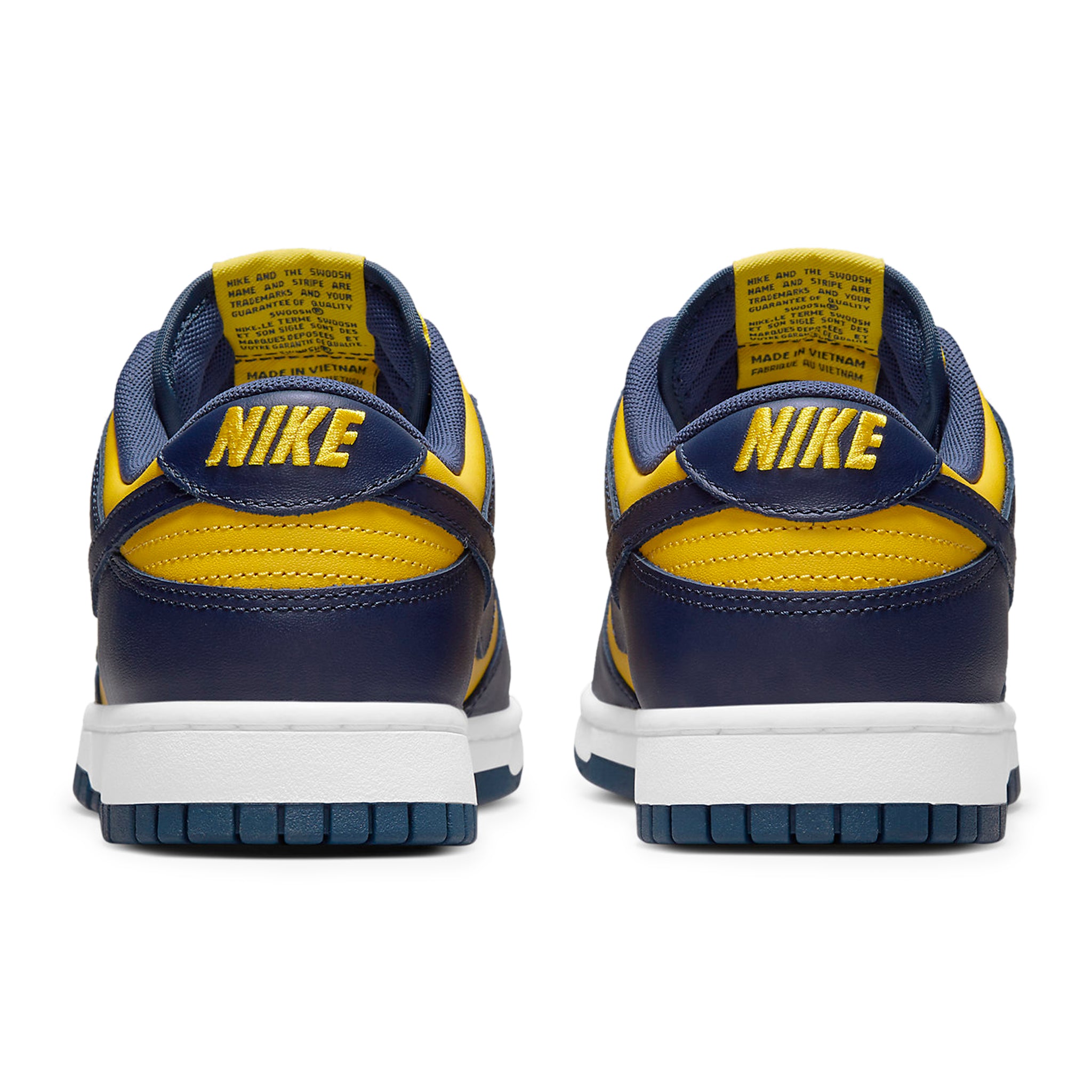 Heel view of Nike Dunk Low Michigan (2021) DD1391-700