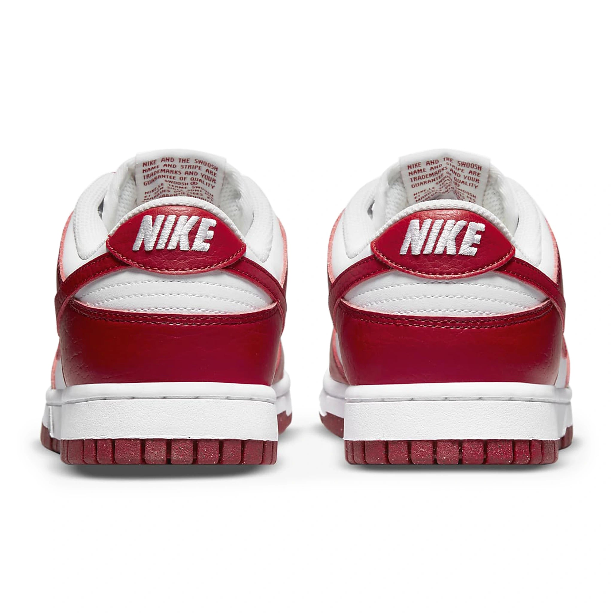 Back view of Nike Dunk Low Next Nature White Gym Red (W) DN1431-101