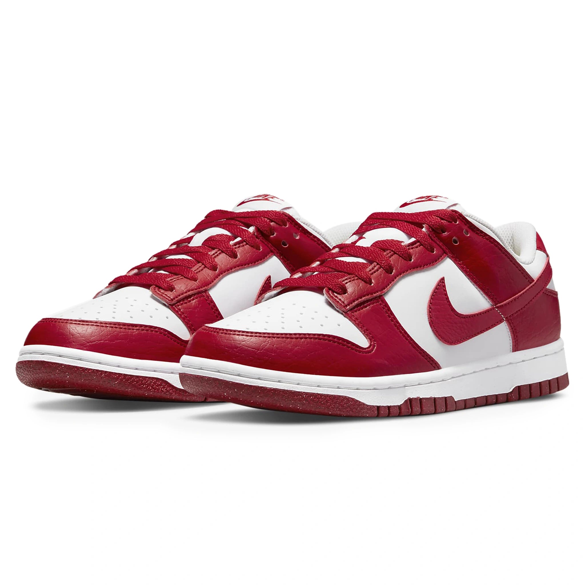 Front side view of Nike Dunk Low Next Nature White Gym Red (W) DN1431-101