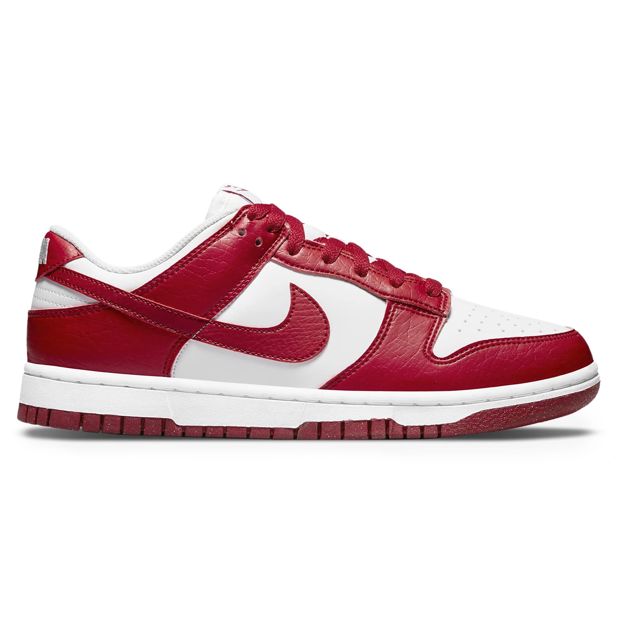 Side view of Nike Dunk Low Next Nature White Gym Red (W) DN1431-101