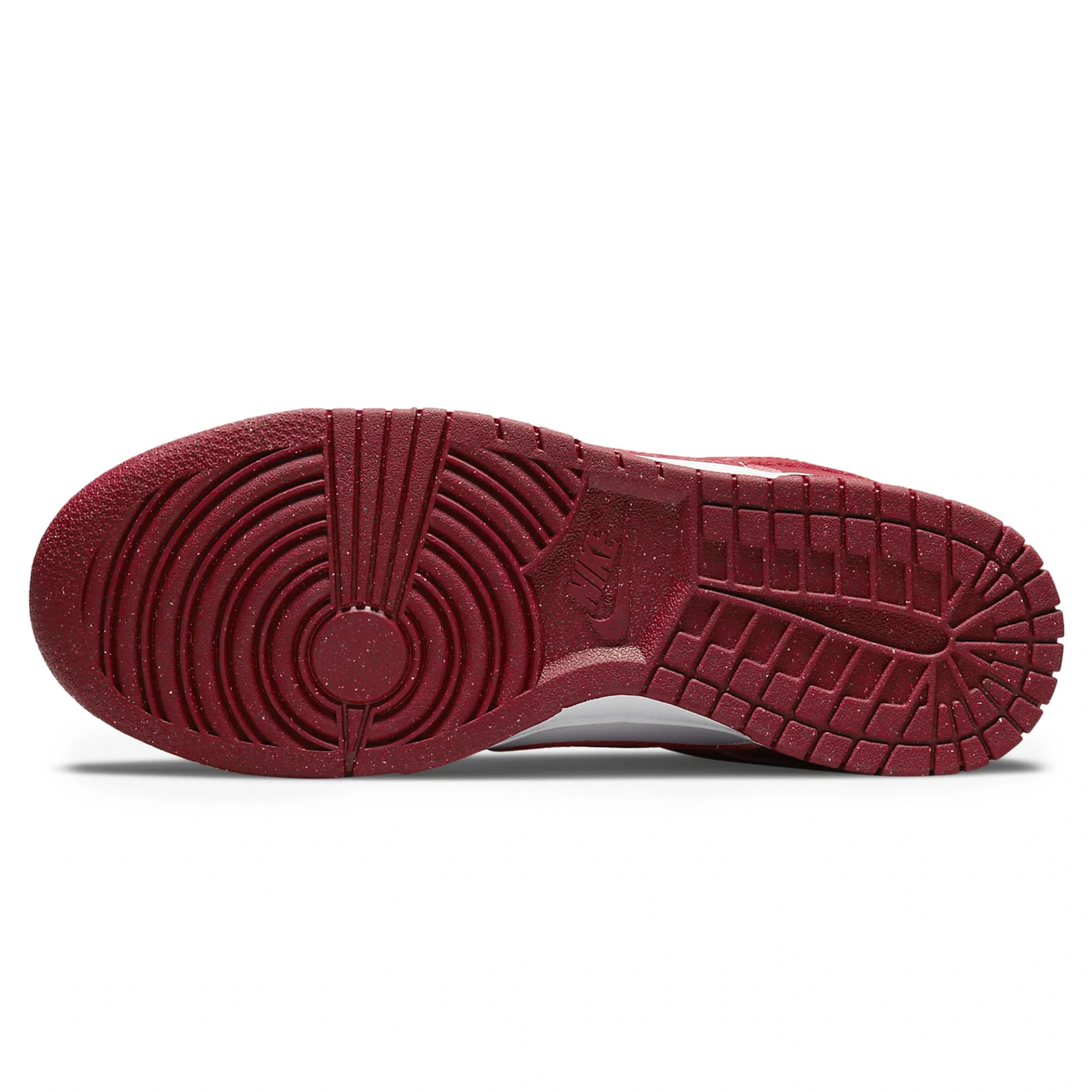 Sole view of Nike Dunk Low Next Nature White Gym Red (W) DN1431-101