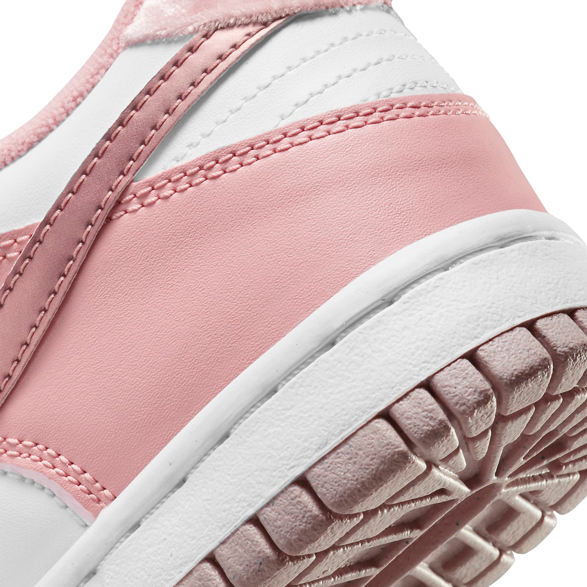Back view of Nike Dunk Low Pink Velvet (GS) DO6485-600