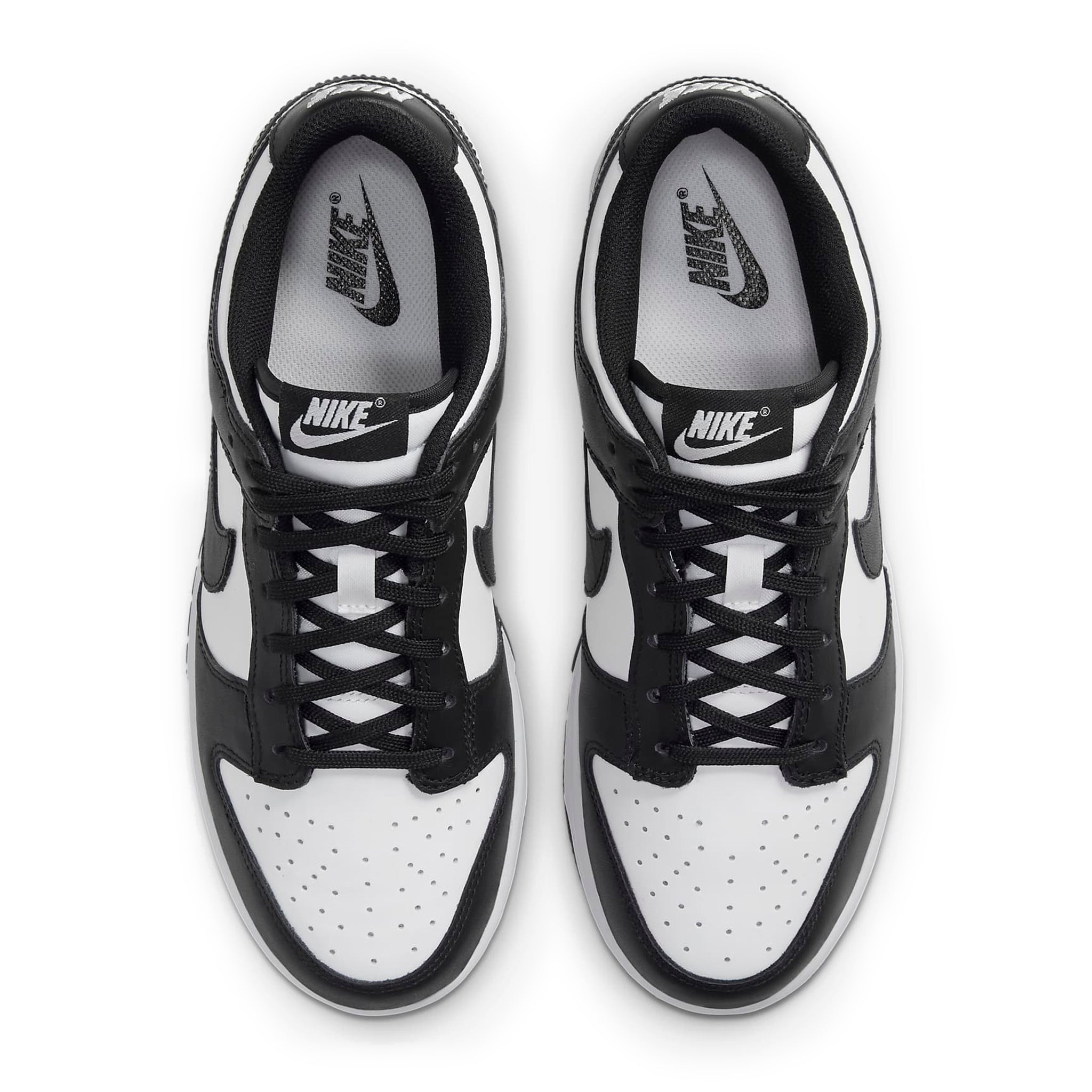 Top down view of Nike Dunk Low Retro Black White Panda 2021 (W) DD1503-101