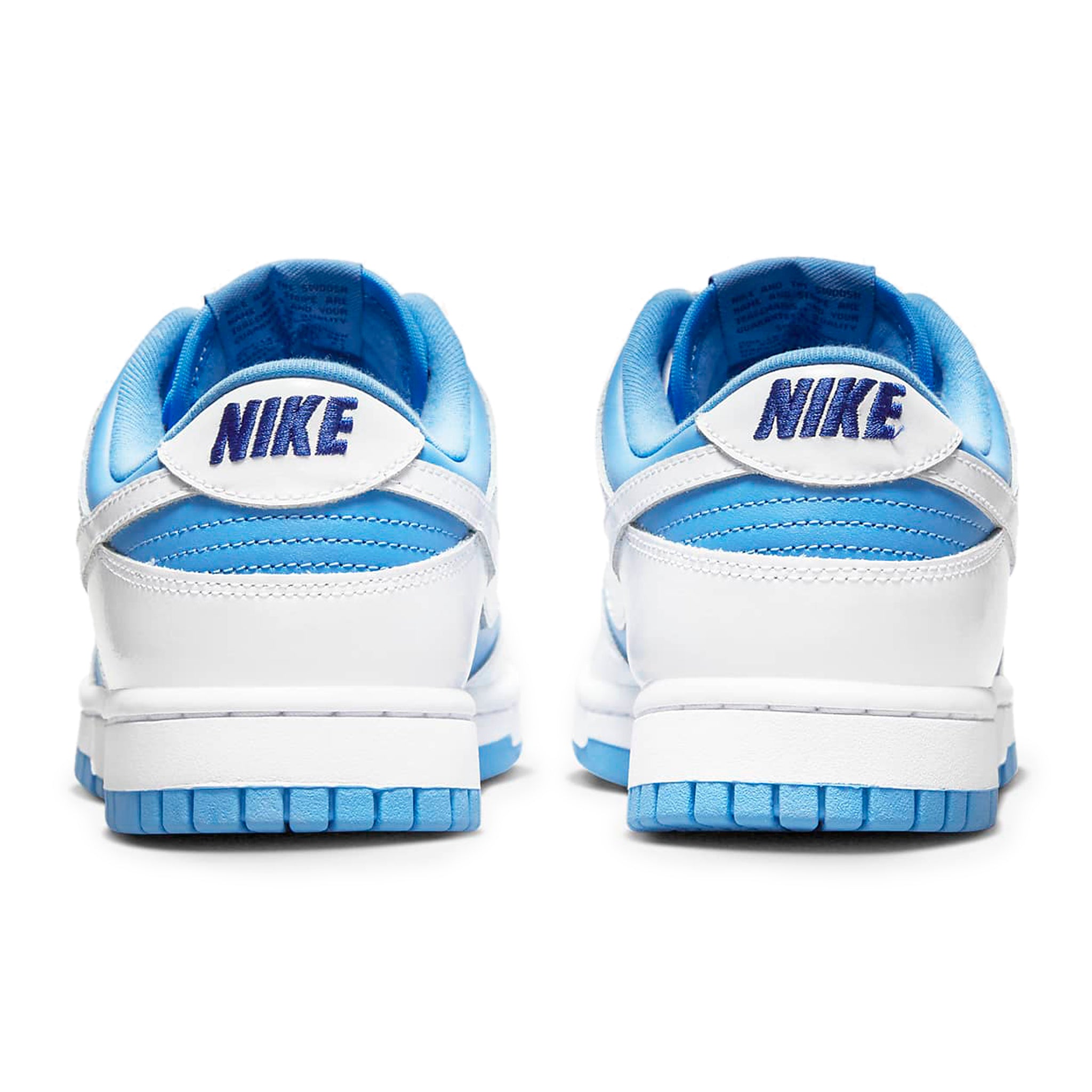 Heel view of Nike Dunk Low Reverse UNC (W) DJ9955-101