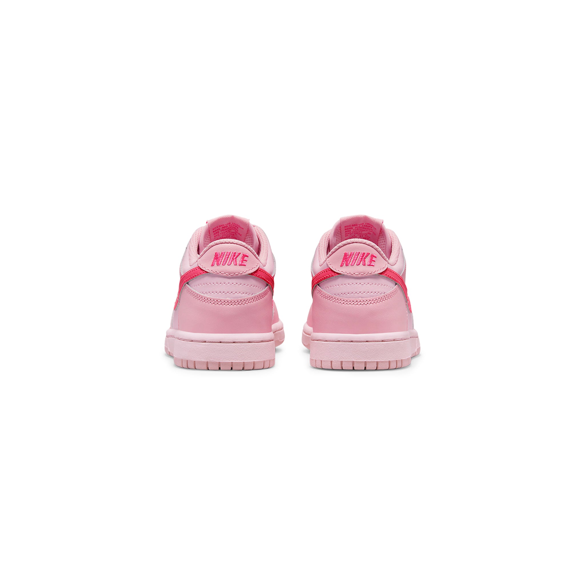 Back view of Nike Dunk Low Triple Pink (PS) DH9756-600