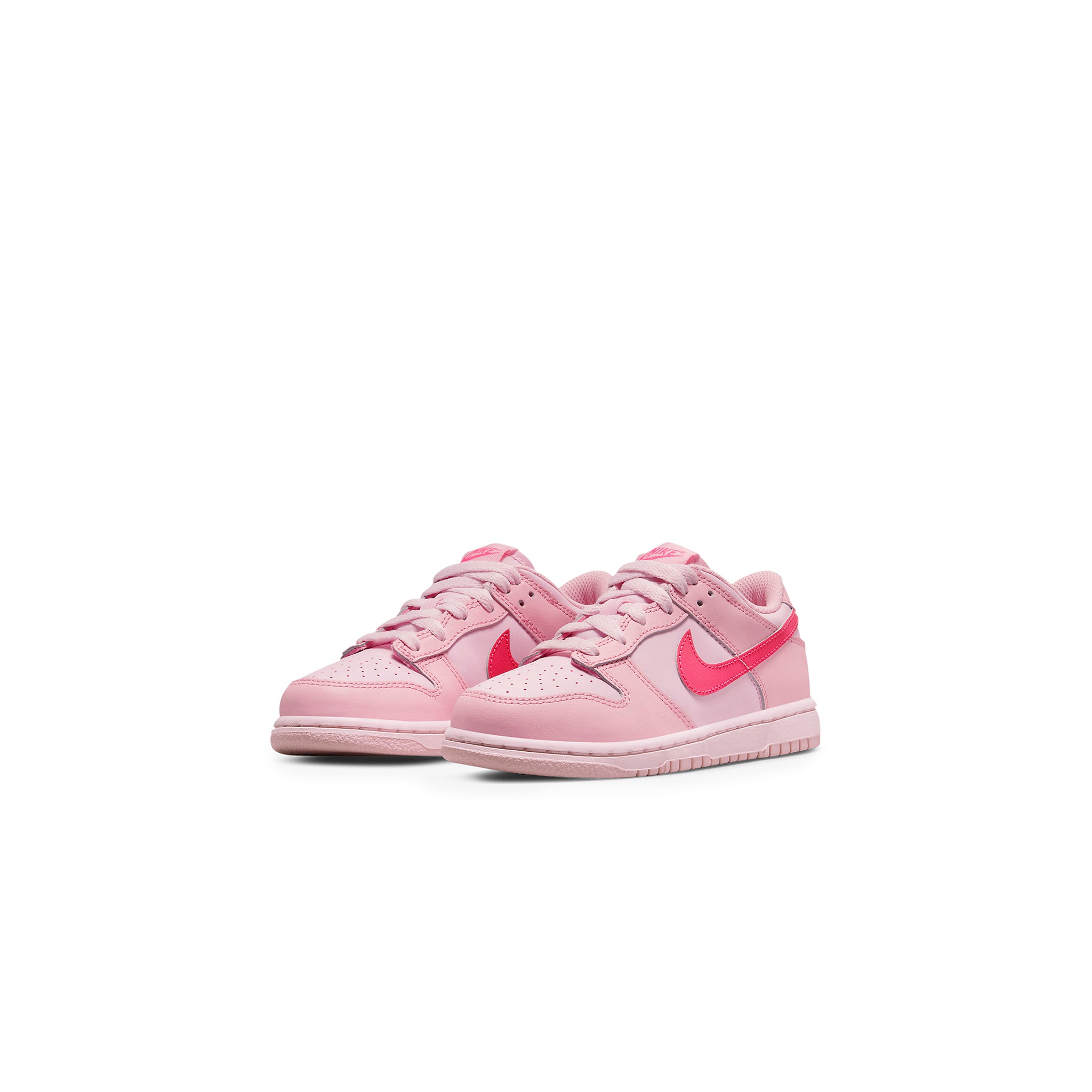 Front side view of Nike Dunk Low Triple Pink (PS) DH9756-600