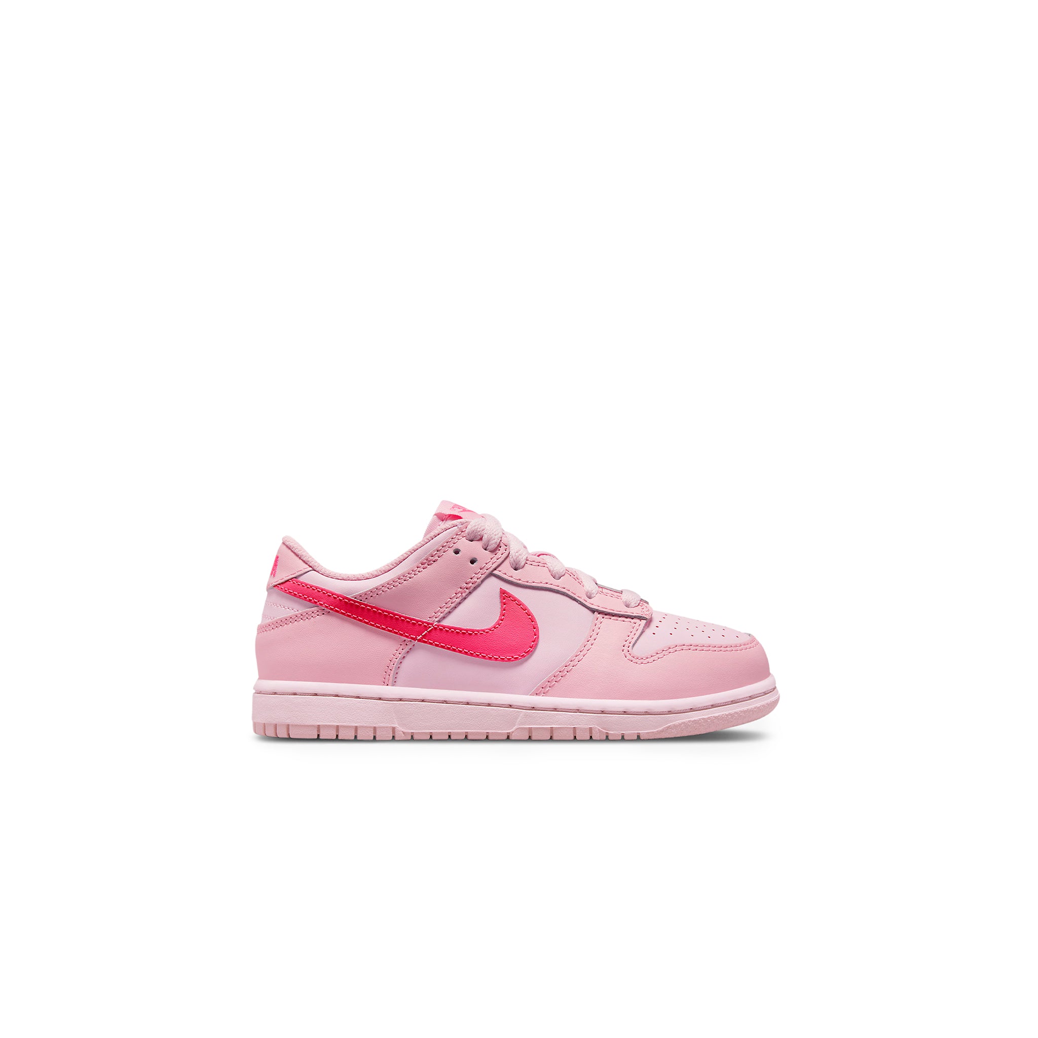 Side view of Nike Dunk Low Triple Pink (PS) DH9756-600