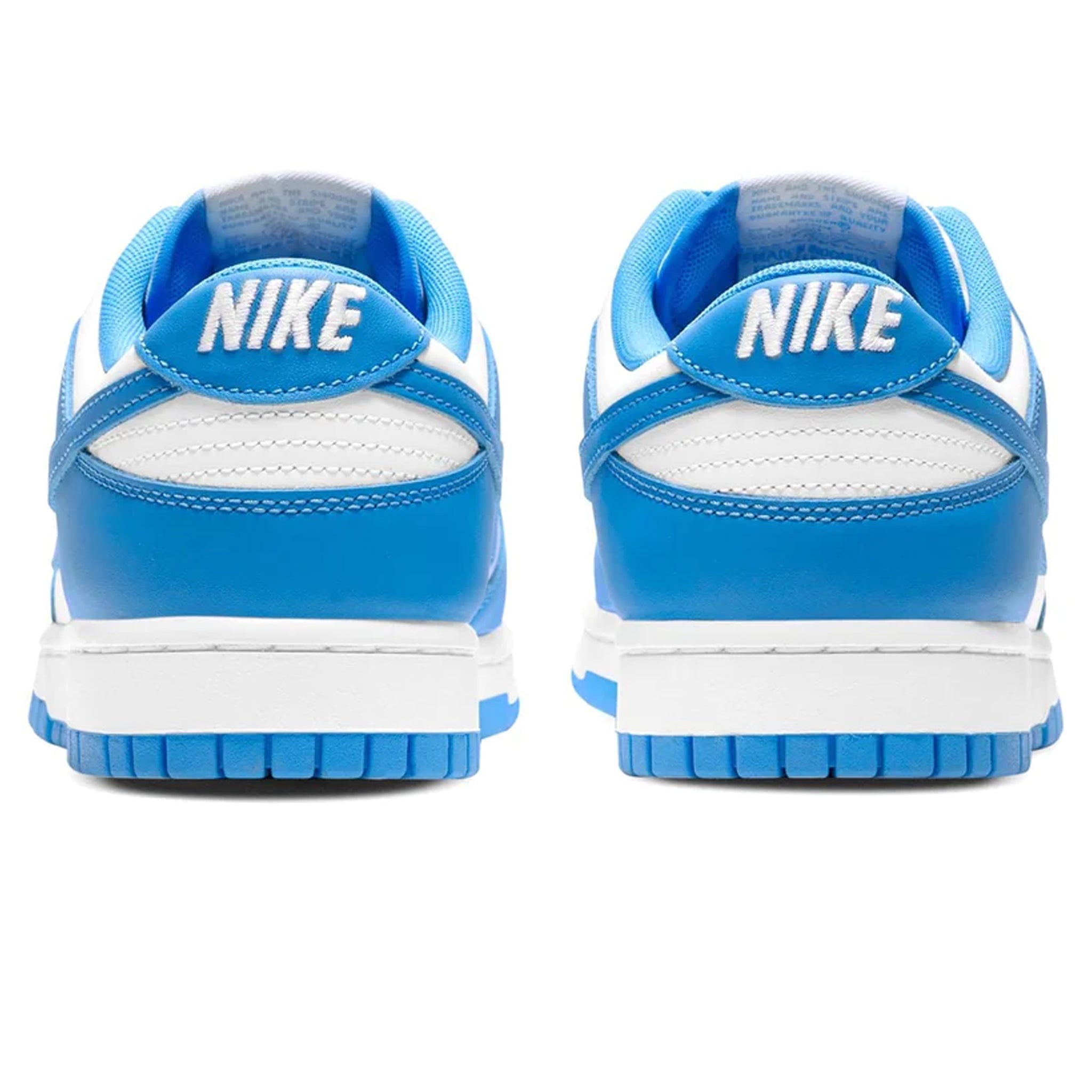 Heel view of Nike Dunk Low UNC (2021) DD1391-102