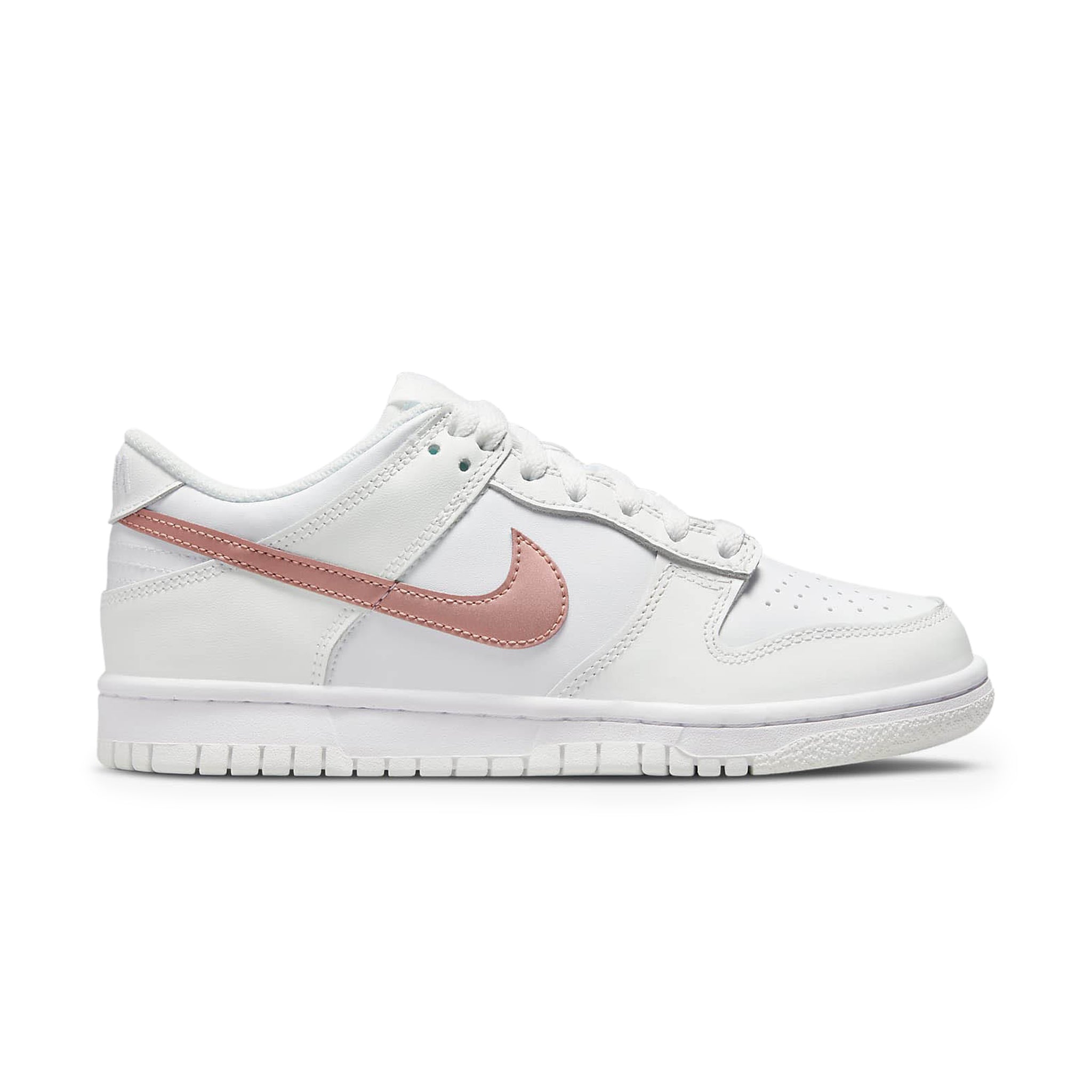 Side view of Nike Dunk Low White Pink (GS) DH9765-100